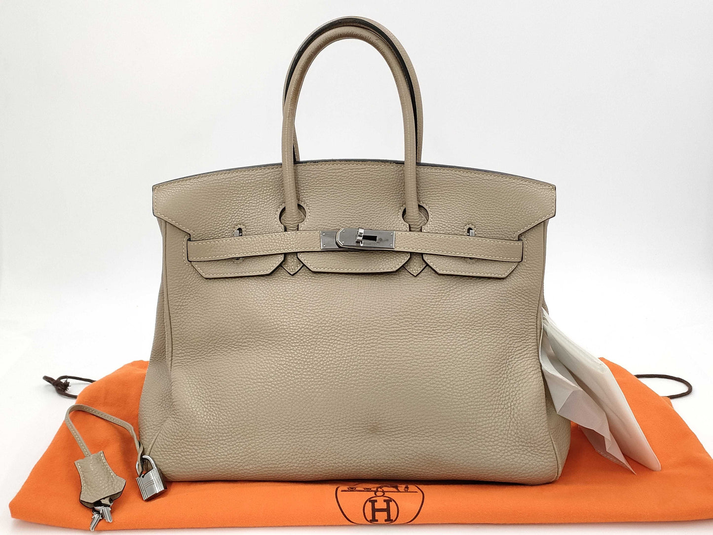 HERMES Birkin 35 □J Greige Handbag