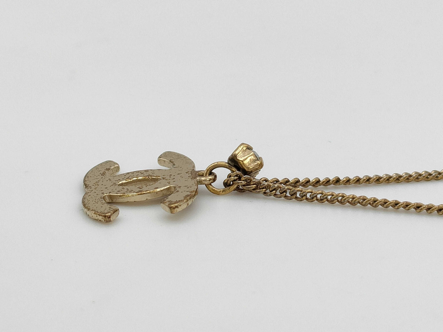 CHANEL 02P Coco Mark Necklace Rhinestone Necklace