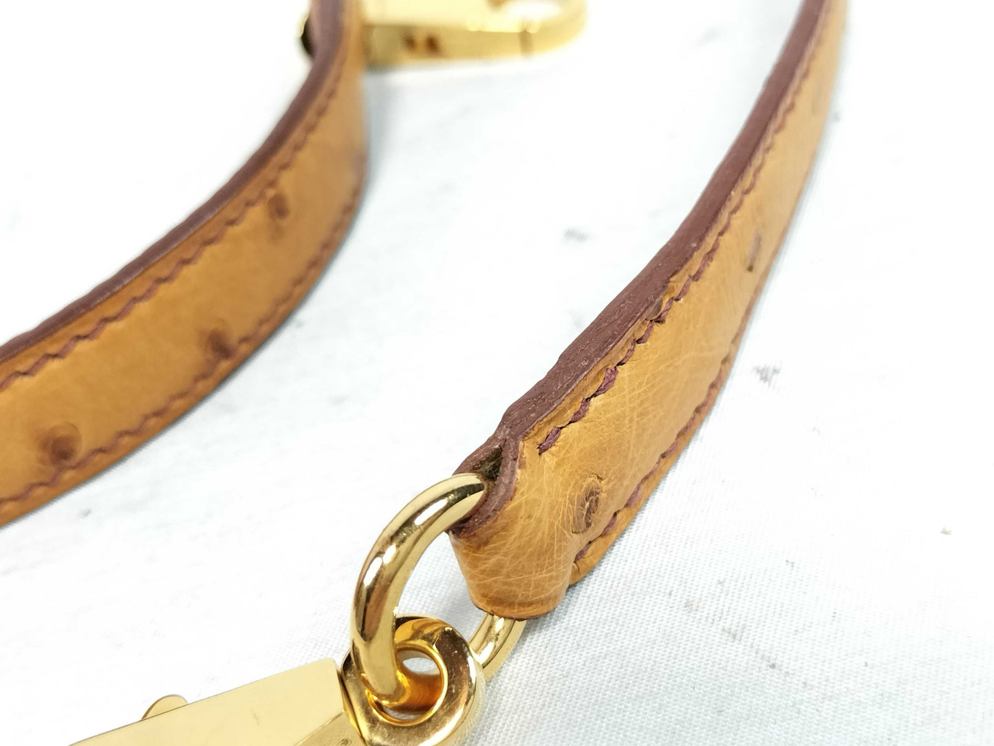 HERMES Kelly Shoulder Strap with G Clasp and Ostrich Leather Strap