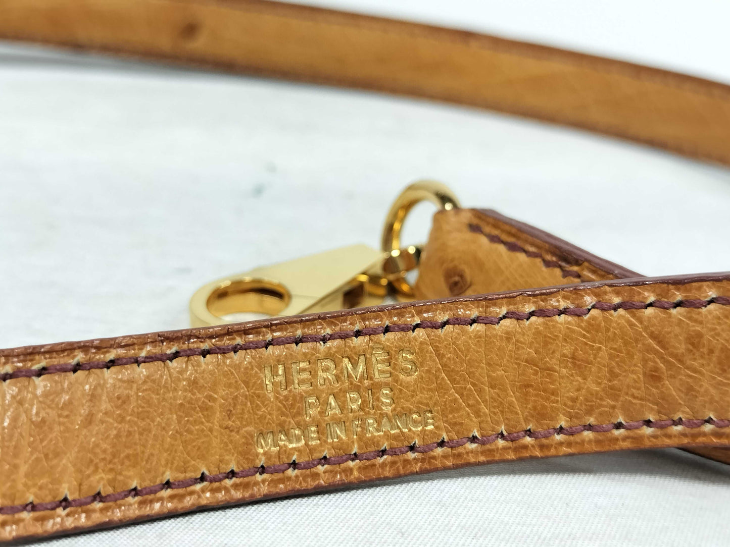 HERMES Kelly Shoulder Strap with G Clasp and Ostrich Leather Strap