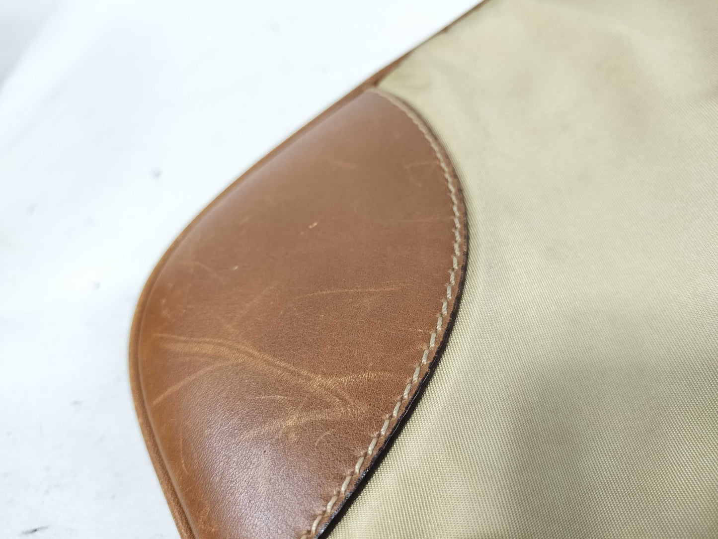 PRADA nylon and leather shoulder bag with white tag