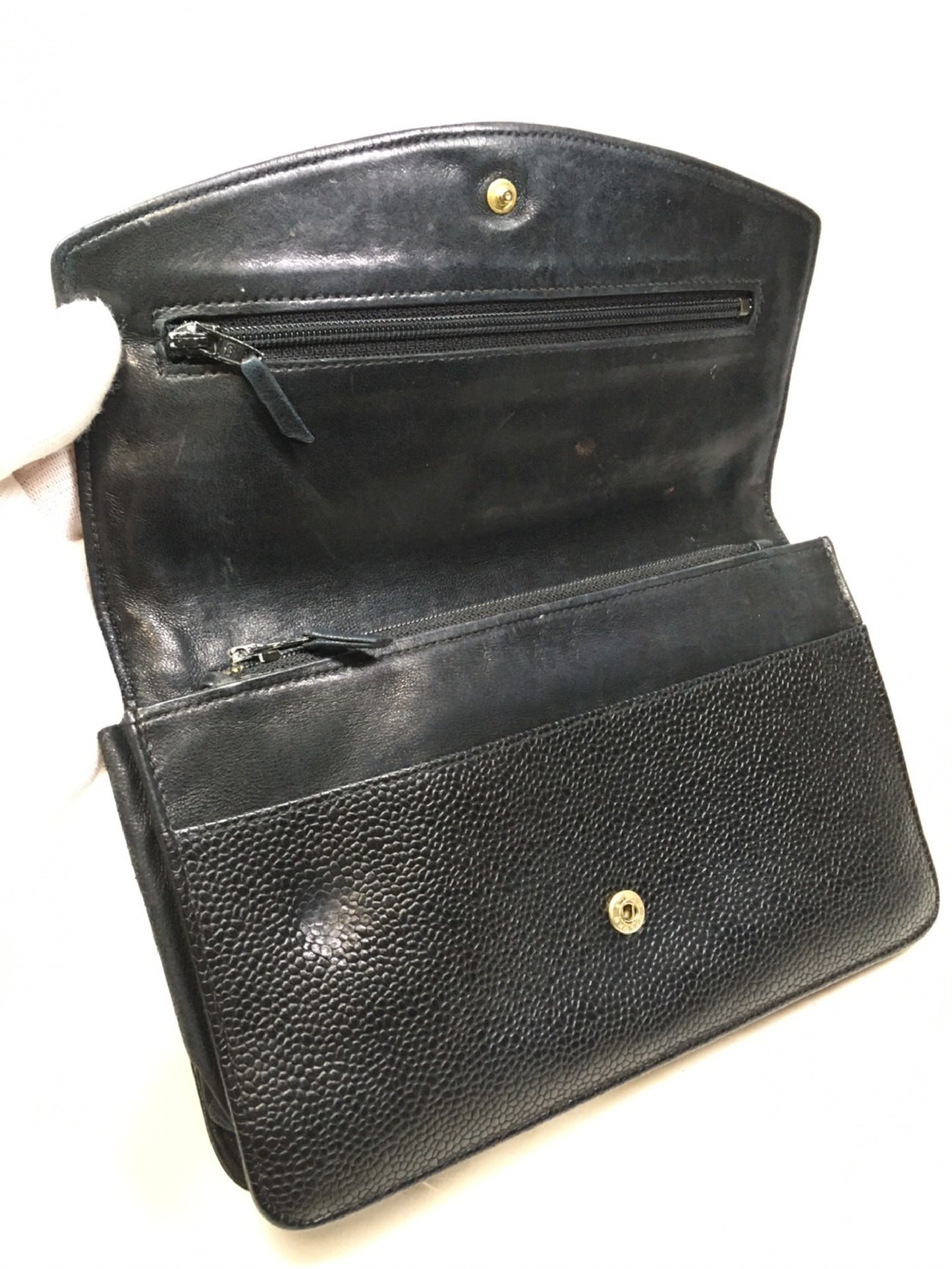 CHANEL Caviar Skin Long Wallet Pouch Wallet