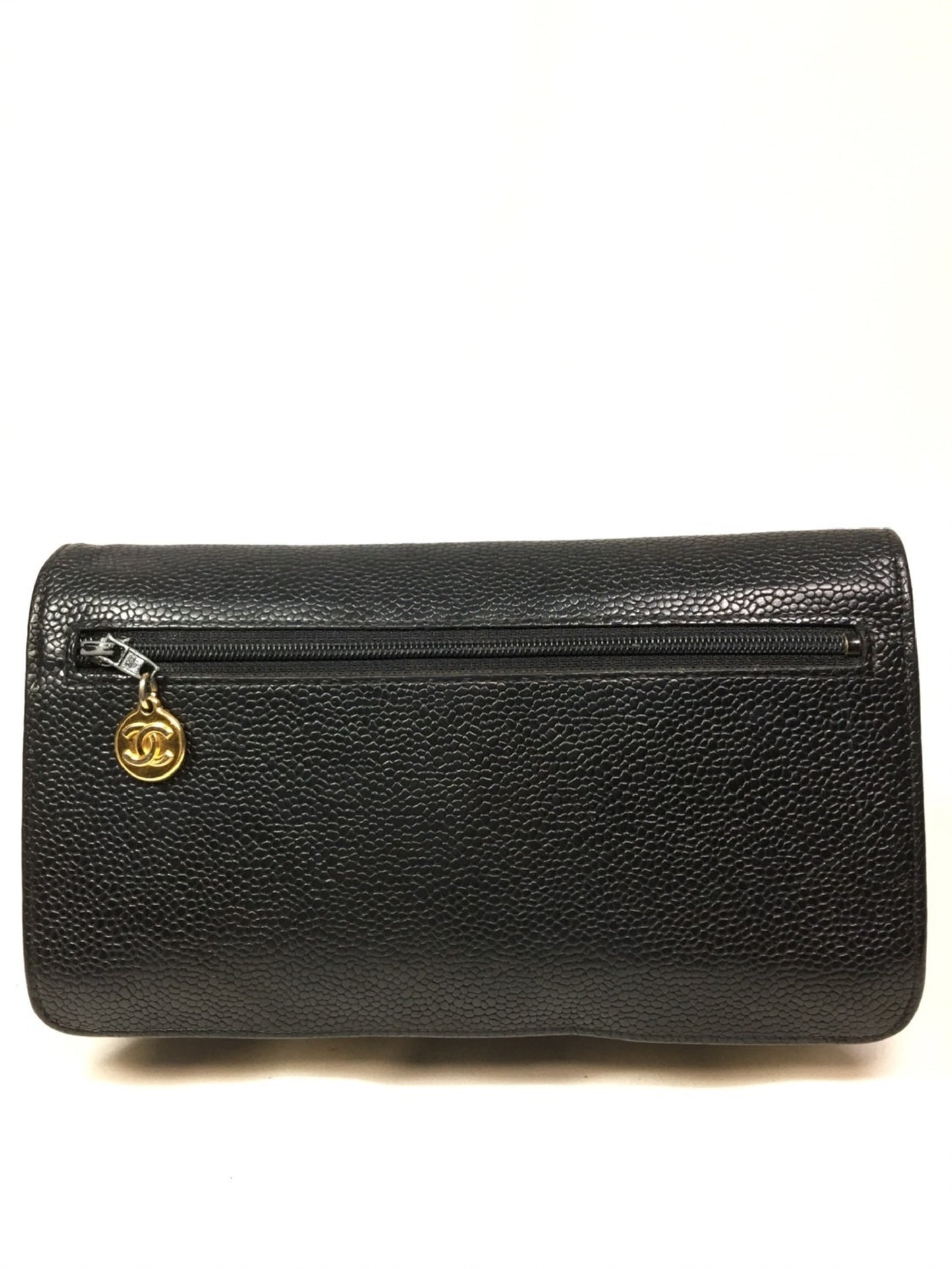 CHANEL Caviar Skin Long Wallet Pouch Wallet