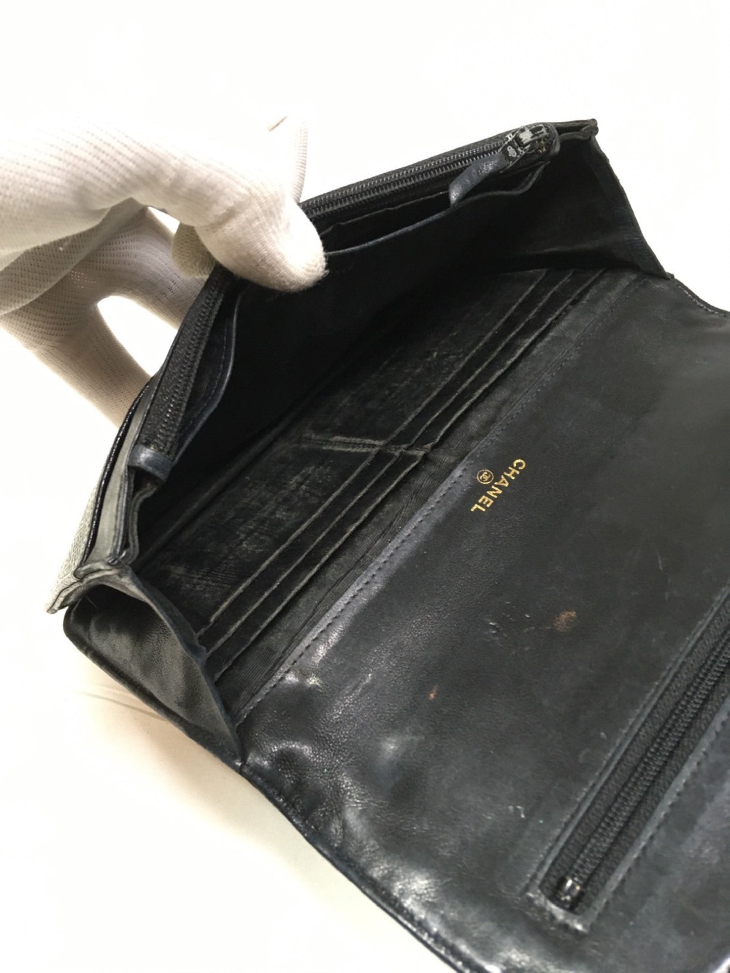 CHANEL Caviar Skin Long Wallet Pouch Wallet