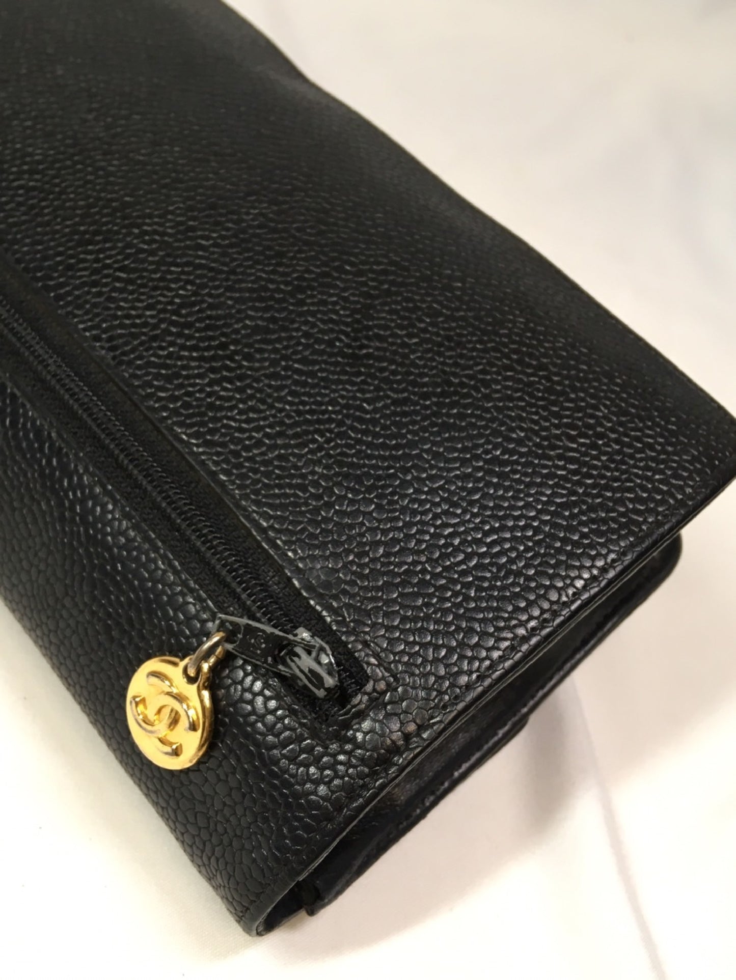 CHANEL Caviar Skin Long Wallet Pouch Wallet