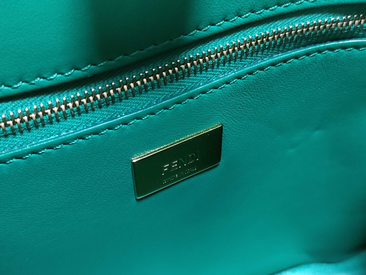 FENDI Peekaboo denim handbag/shoulder bag with large logo and gold hardware, 8BN316