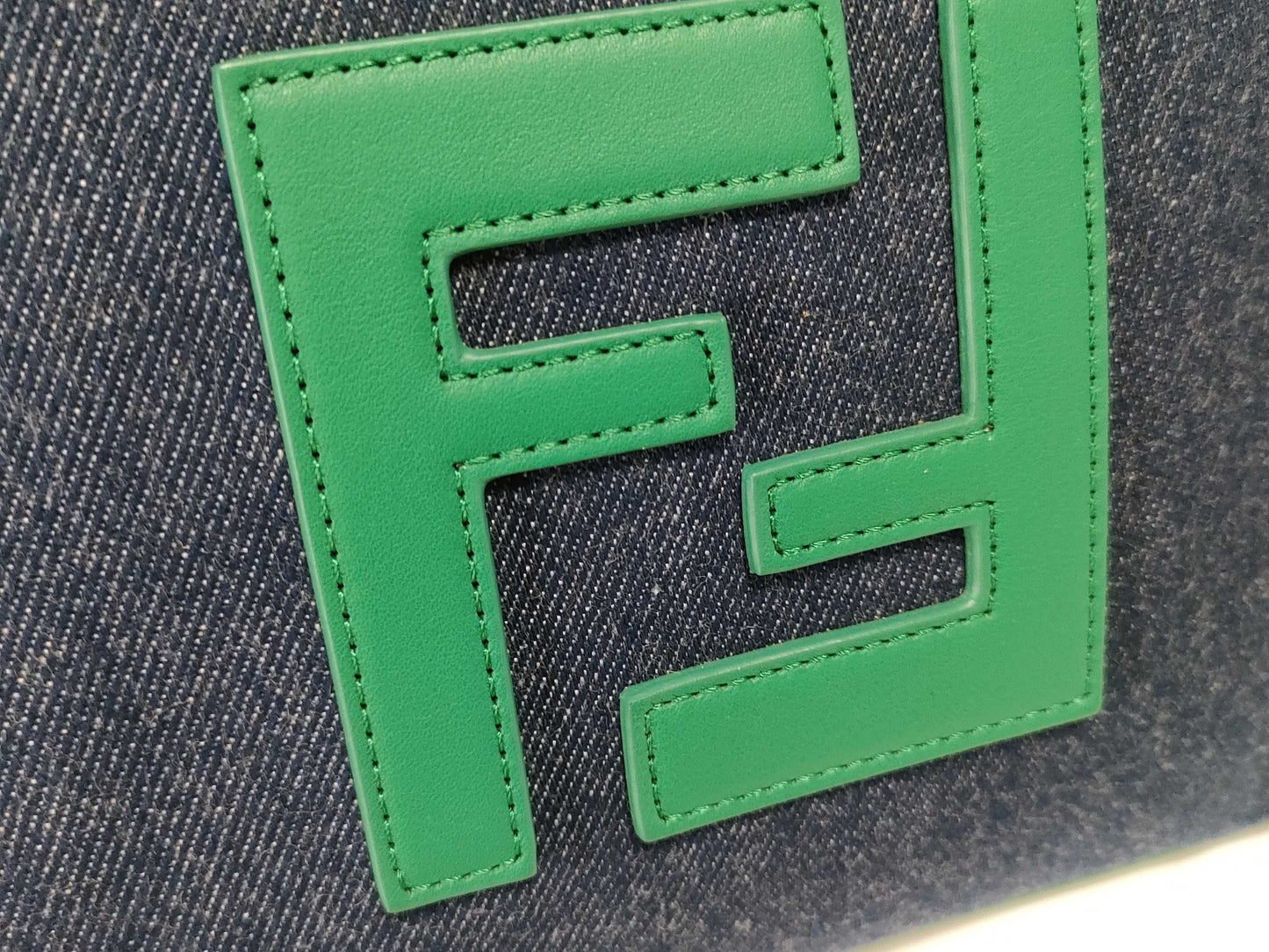 FENDI Peekaboo denim handbag/shoulder bag with large logo and gold hardware, 8BN316
