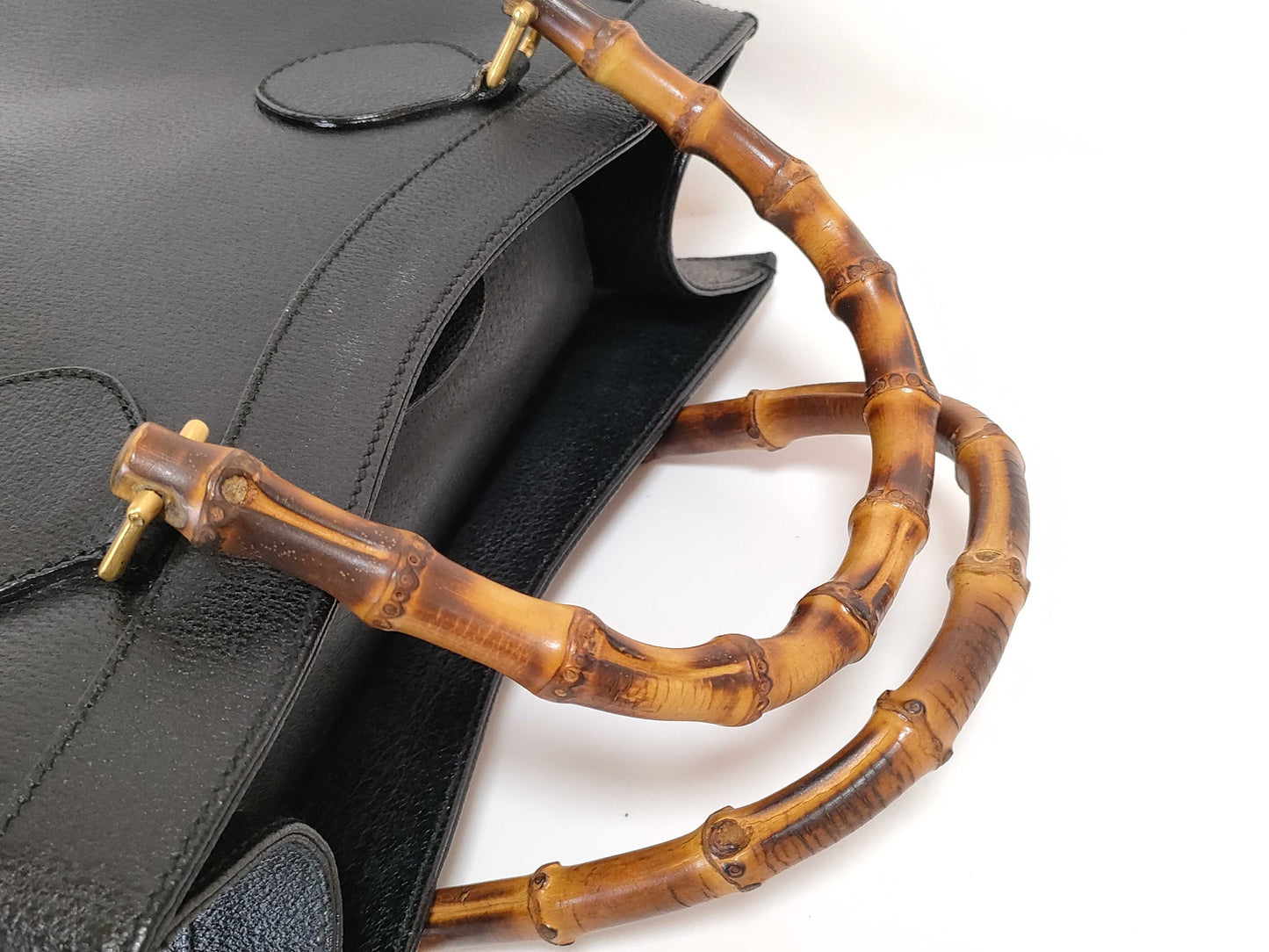 GUCCI Bamboo Diana Tote Bag in Black Leather