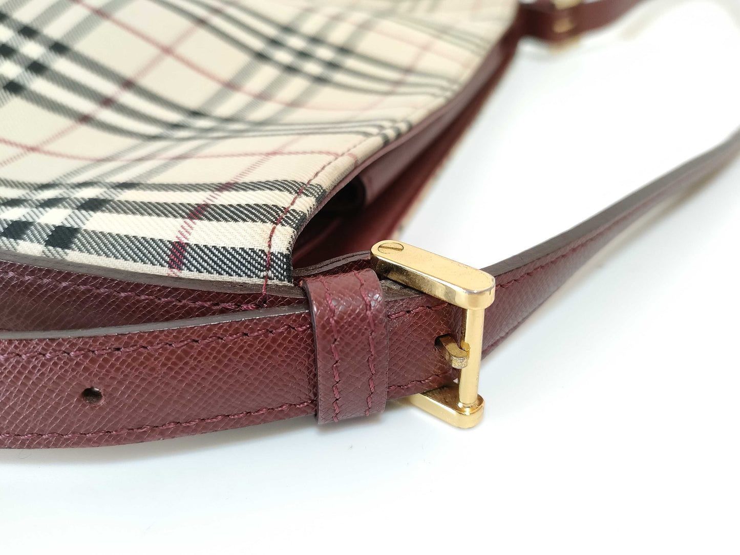 BURBERRY Nova Check Leather Shoulder Bag