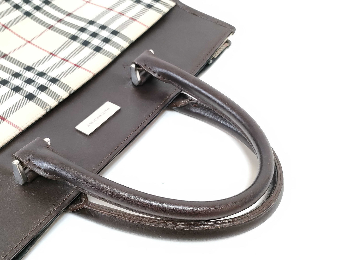 BURBERRY Nova Check Tote Bag with Logo Plate