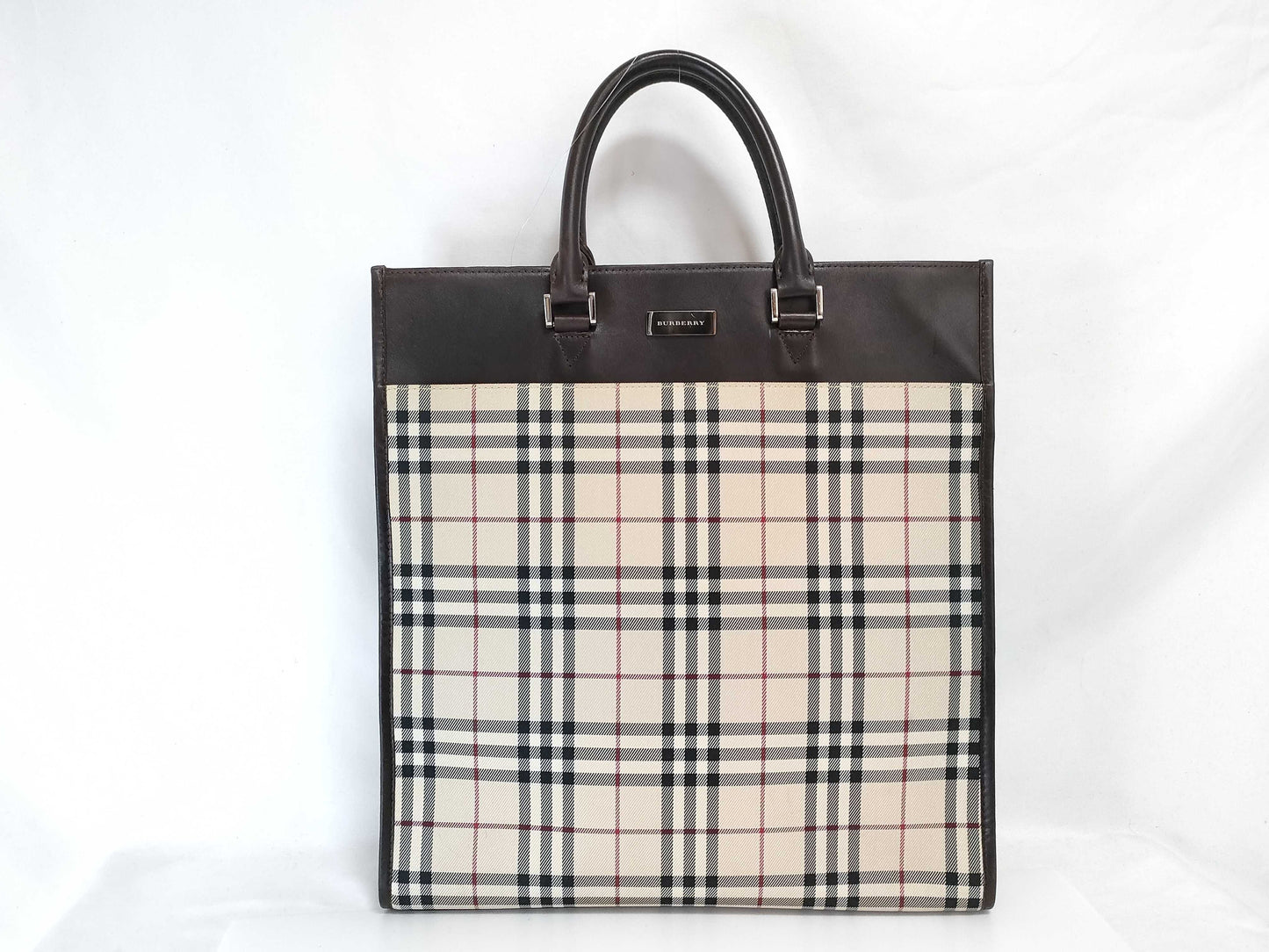 BURBERRY Nova Check Tote Bag with Logo Plate