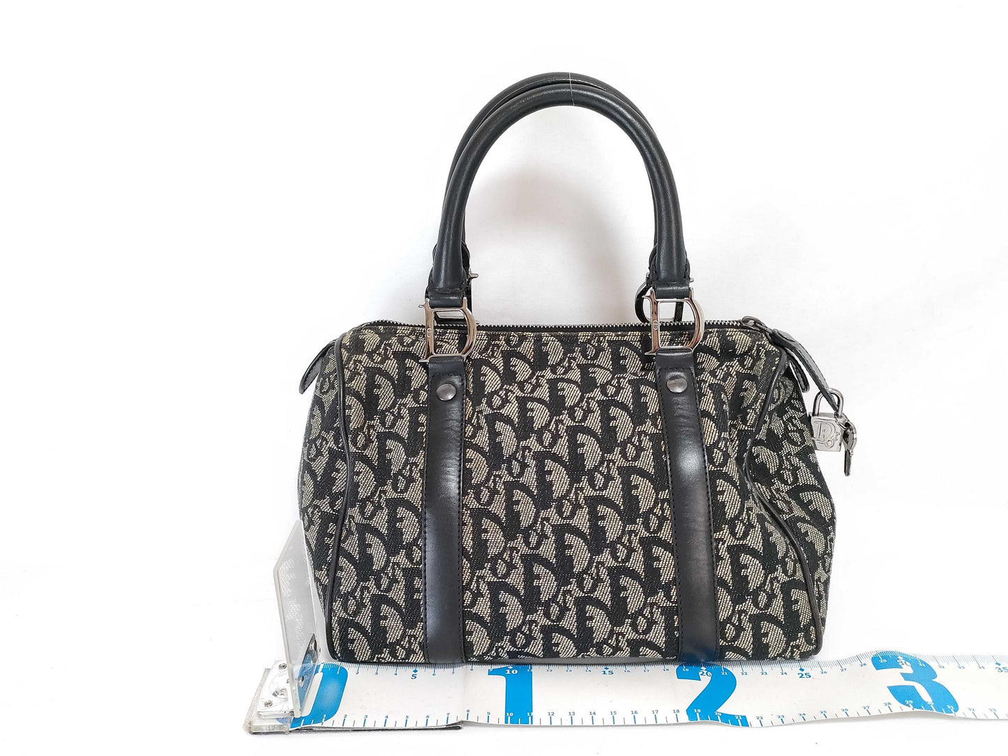 Dior Trotter Mini Boston Handbag with D-shaped hardware, Navy