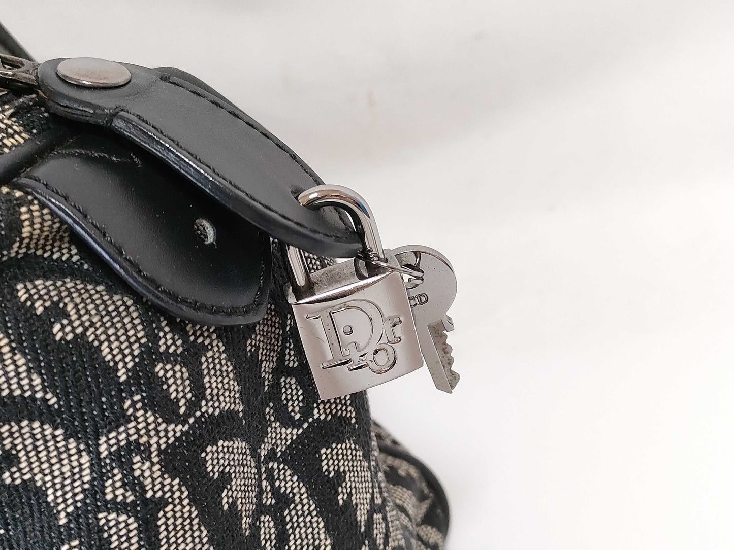Dior Trotter Mini Boston Handbag with D-shaped hardware, Navy