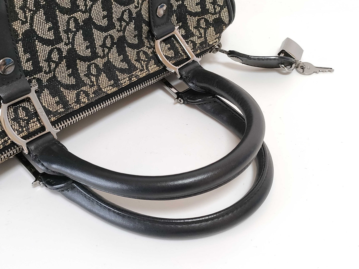 Dior Trotter Mini Boston Handbag with D-shaped hardware, Navy