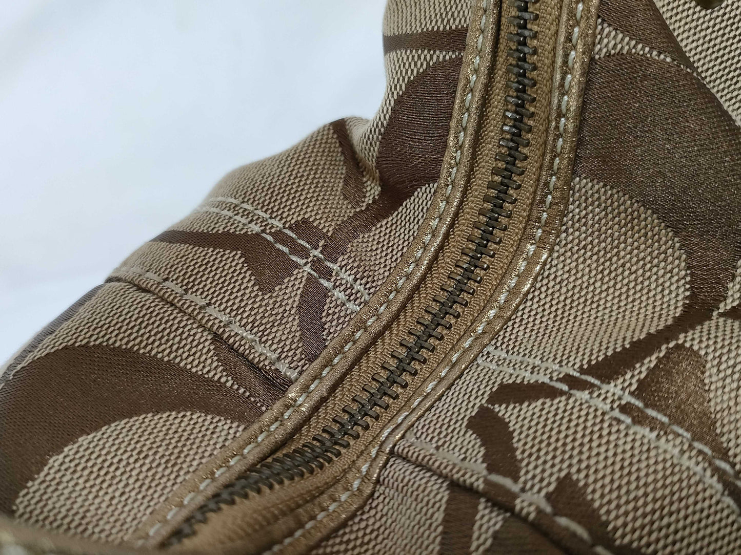 COACH Signature Canvas Hobo Shoulder Bag with Leather Embellishments, Brown