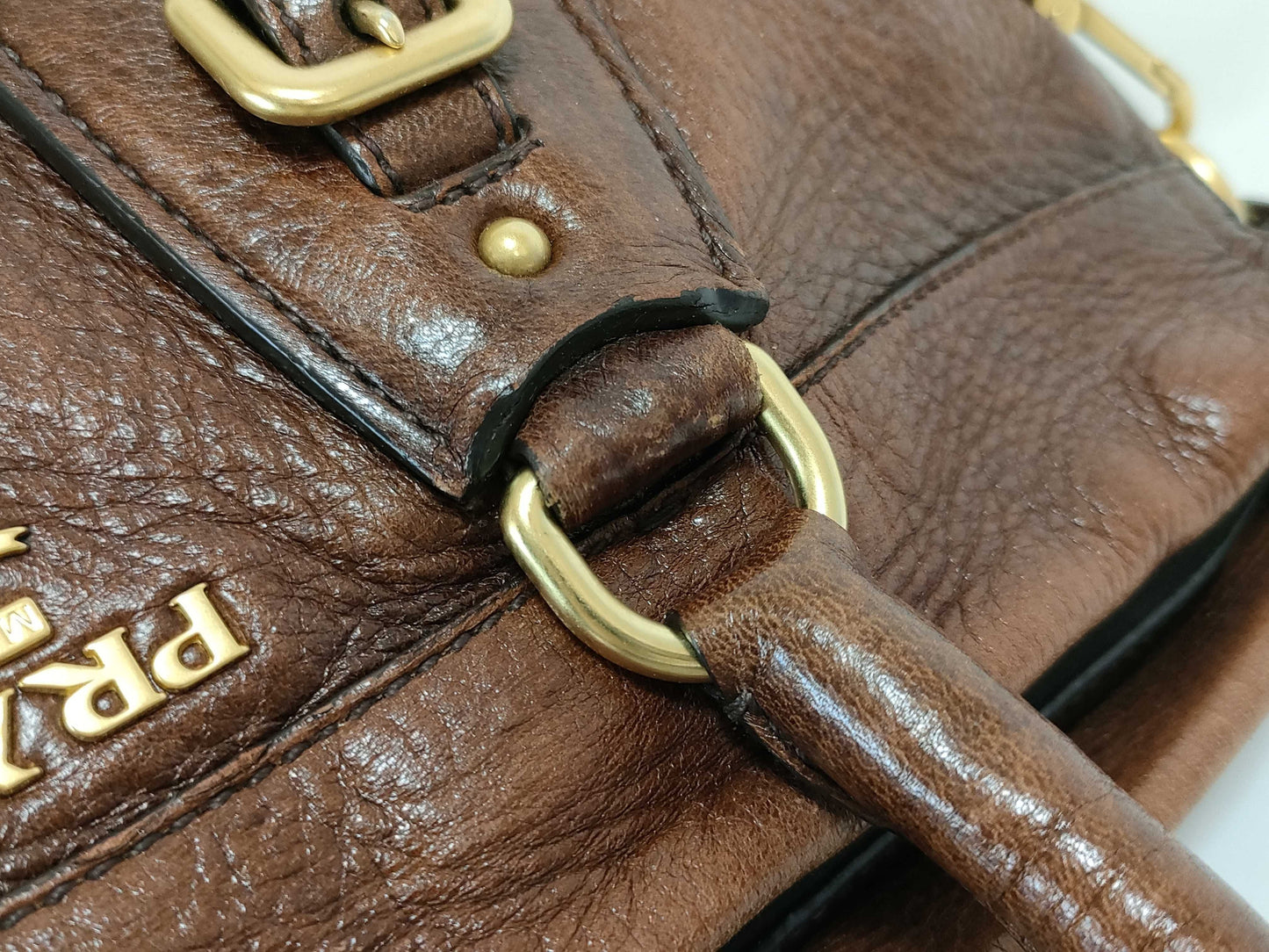 PRADA Prada Leather Handbag 2-Way Shoulder Strap Handbag