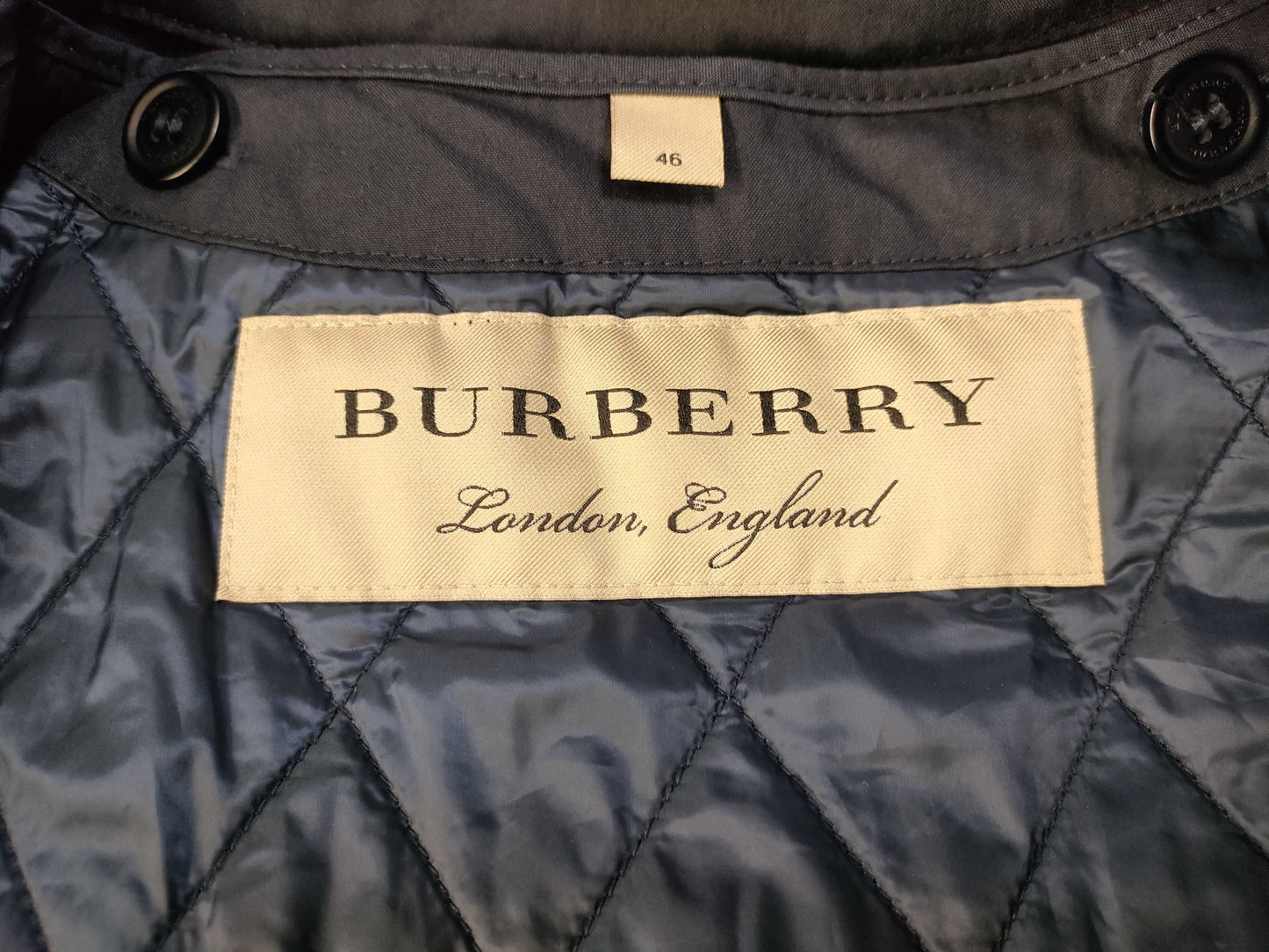 BURBERRY Hooded Coat with Checked Liner, Navy Jacket