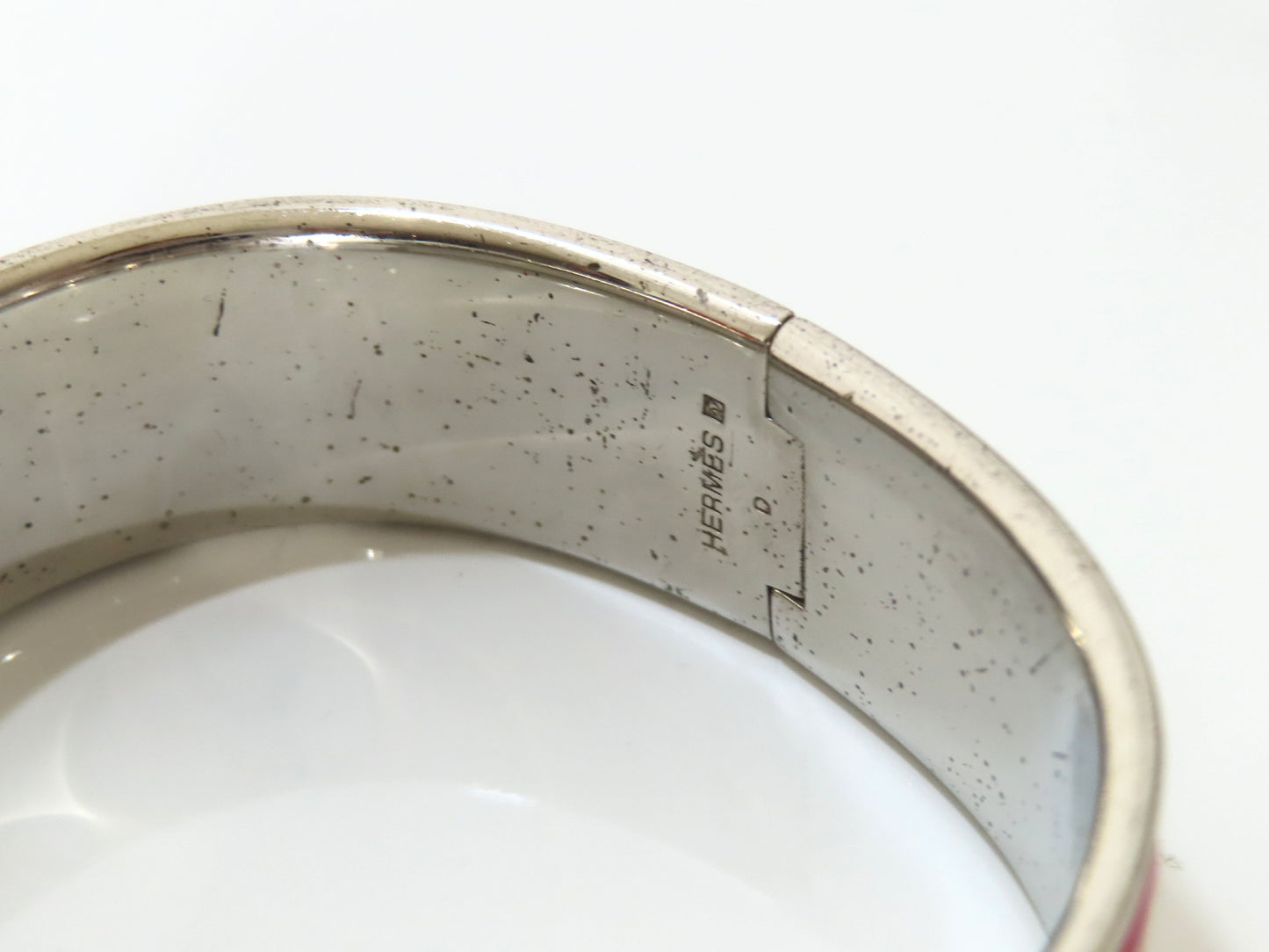 HERMES Click-Clack GM Bangle GP Enamel Silver Bordeaux Bracelet/Bangle