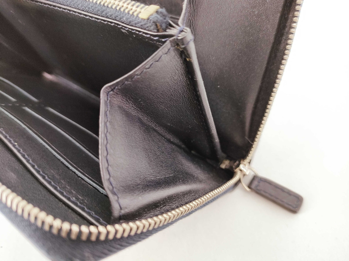 CELINE Round Zip Long Wallet Leather Navy