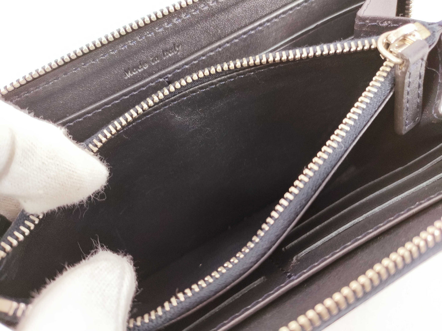 CELINE Round Zip Long Wallet Leather Navy
