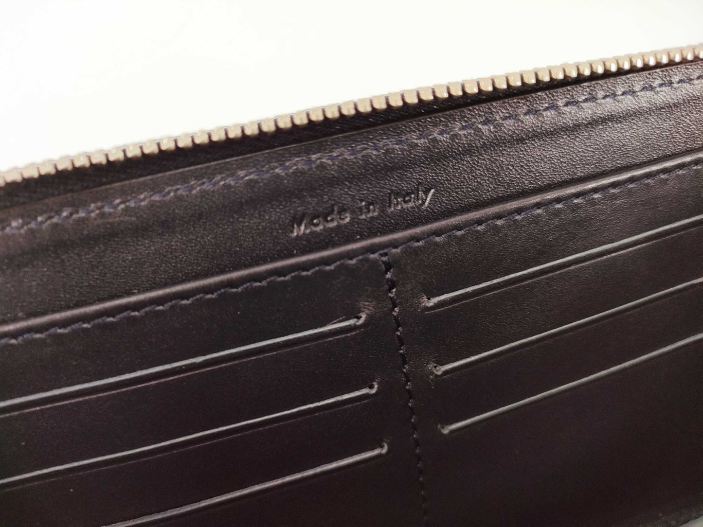 CELINE Round Zip Long Wallet Leather Navy