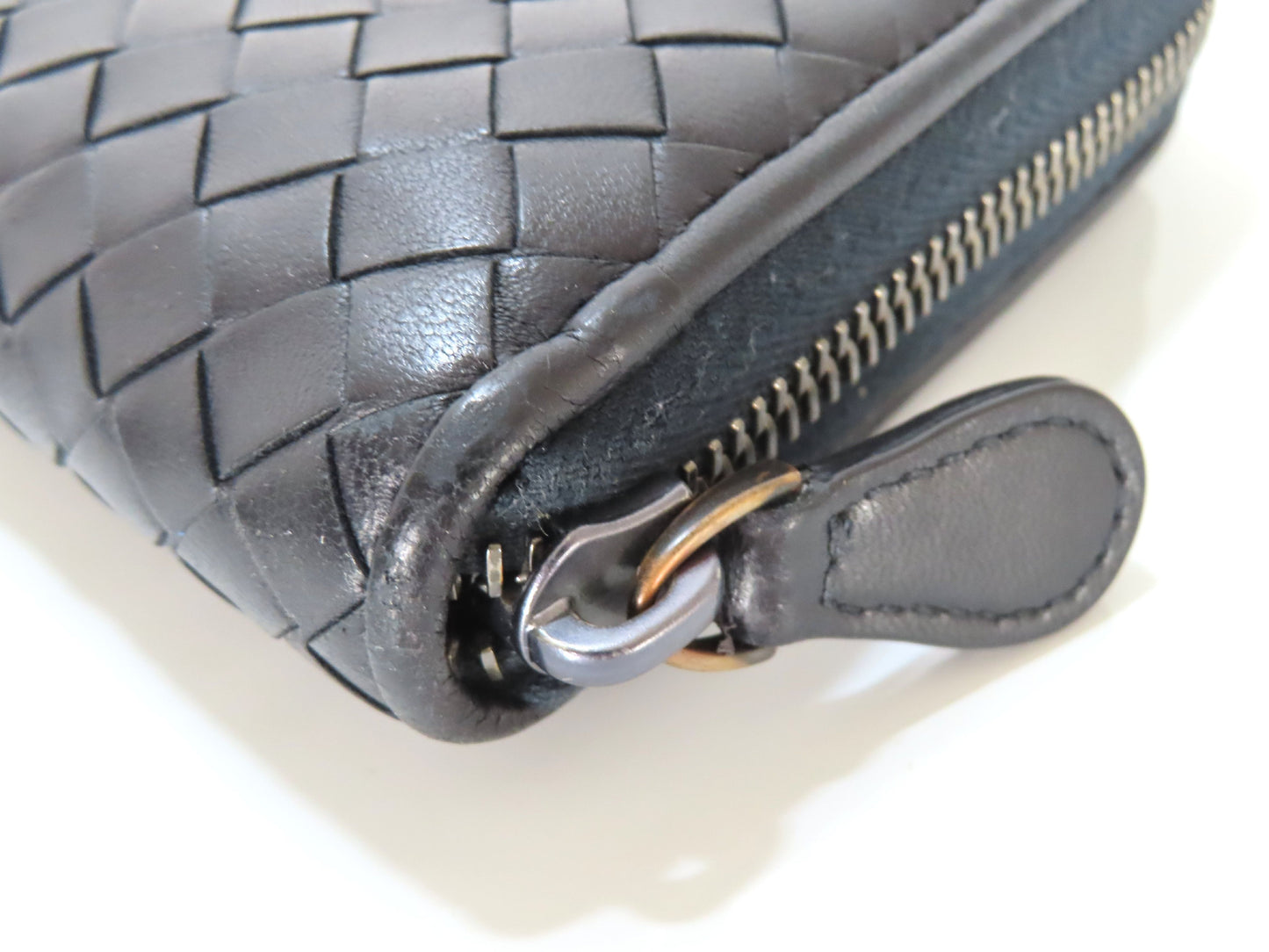 BOTTEGA VENETA Bottega Intrecciato Round Zip Long Wallet Black Wallet