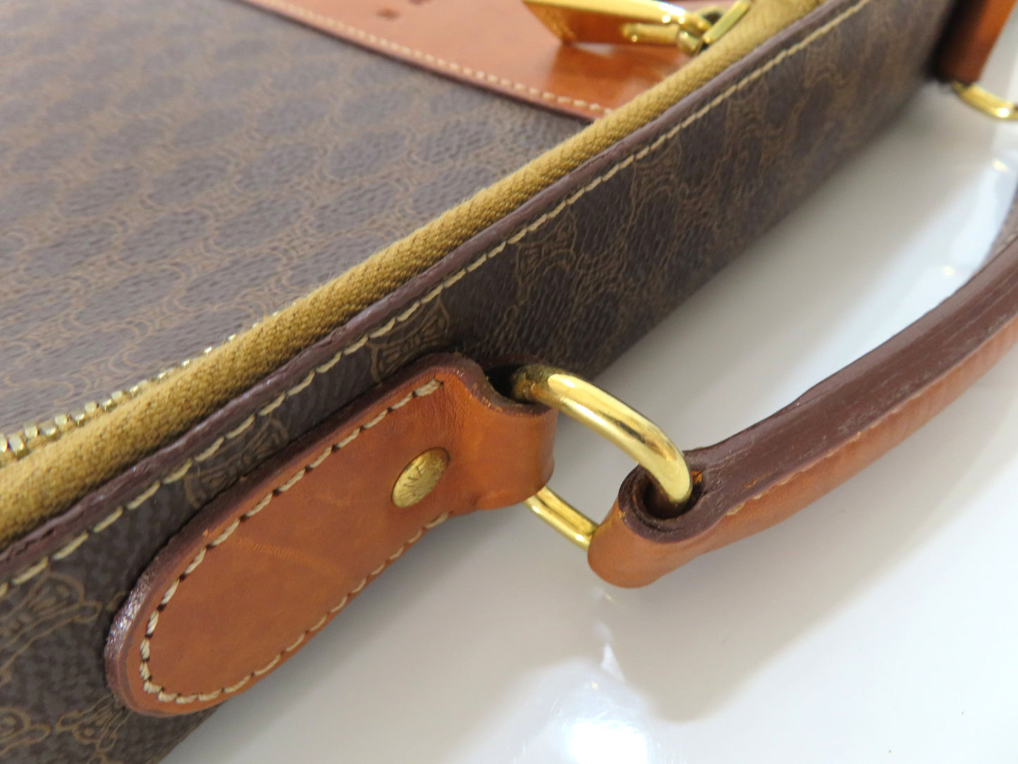 CELINE Macadam Logo Embossed Business Bag Brown