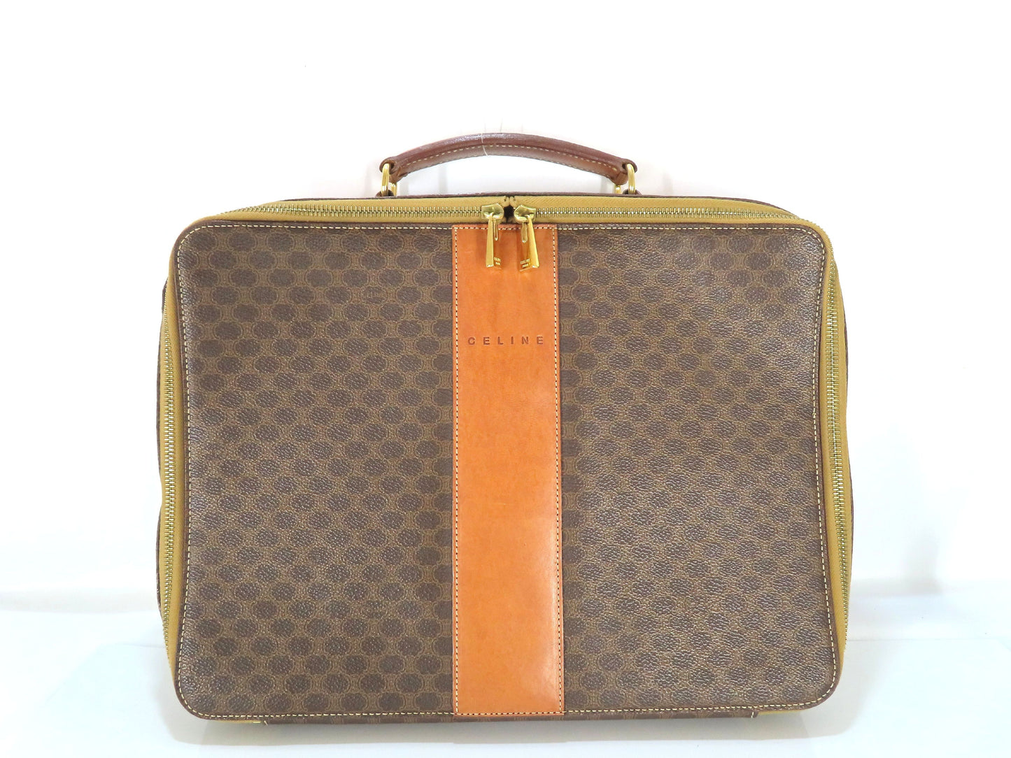 CELINE Macadam Logo Embossed Business Bag Brown