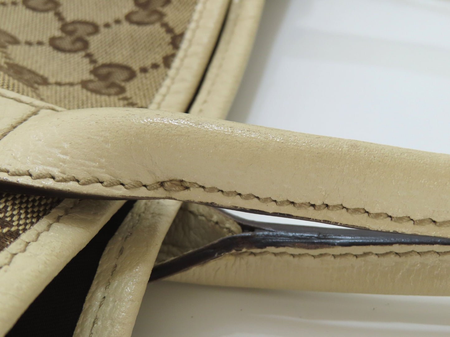 GUCCI GG Canvas Princess Ribbon Tote Bag, Beige, 163805, Handbag