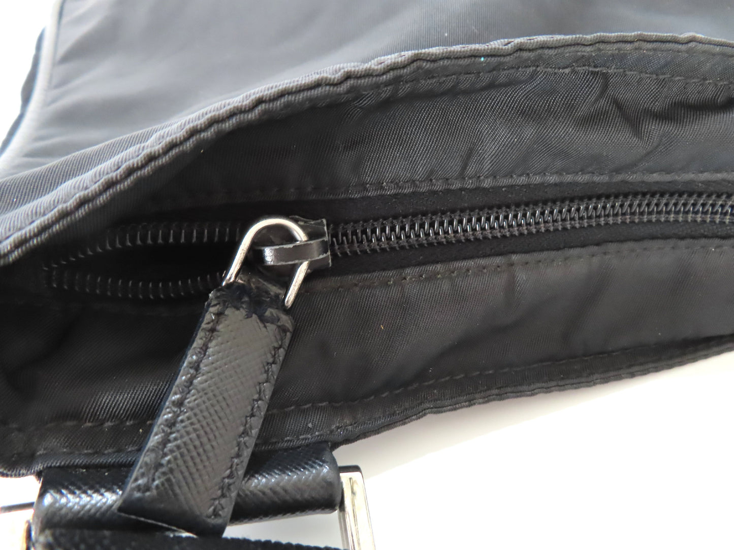 PRADA Nylon Prada Tessuto Logo Plate Shoulder Bag Black VA0251 Shoulder Bag
