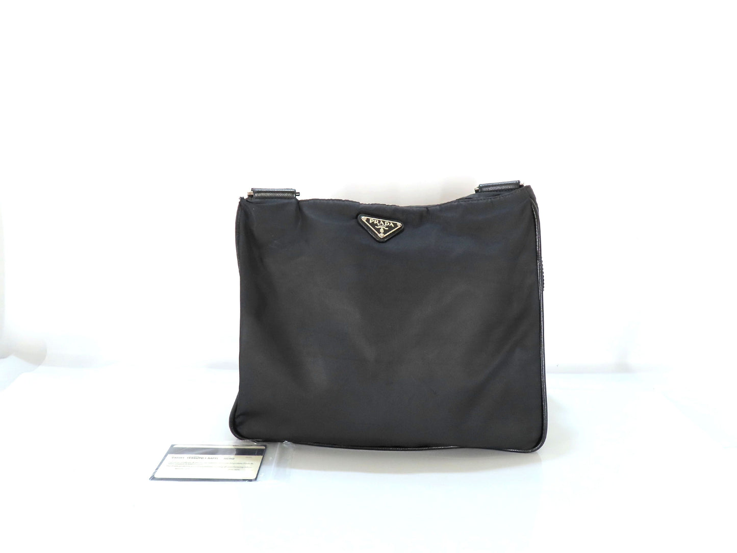 PRADA Nylon Prada Tessuto Logo Plate Shoulder Bag Black VA0251 Shoulder Bag