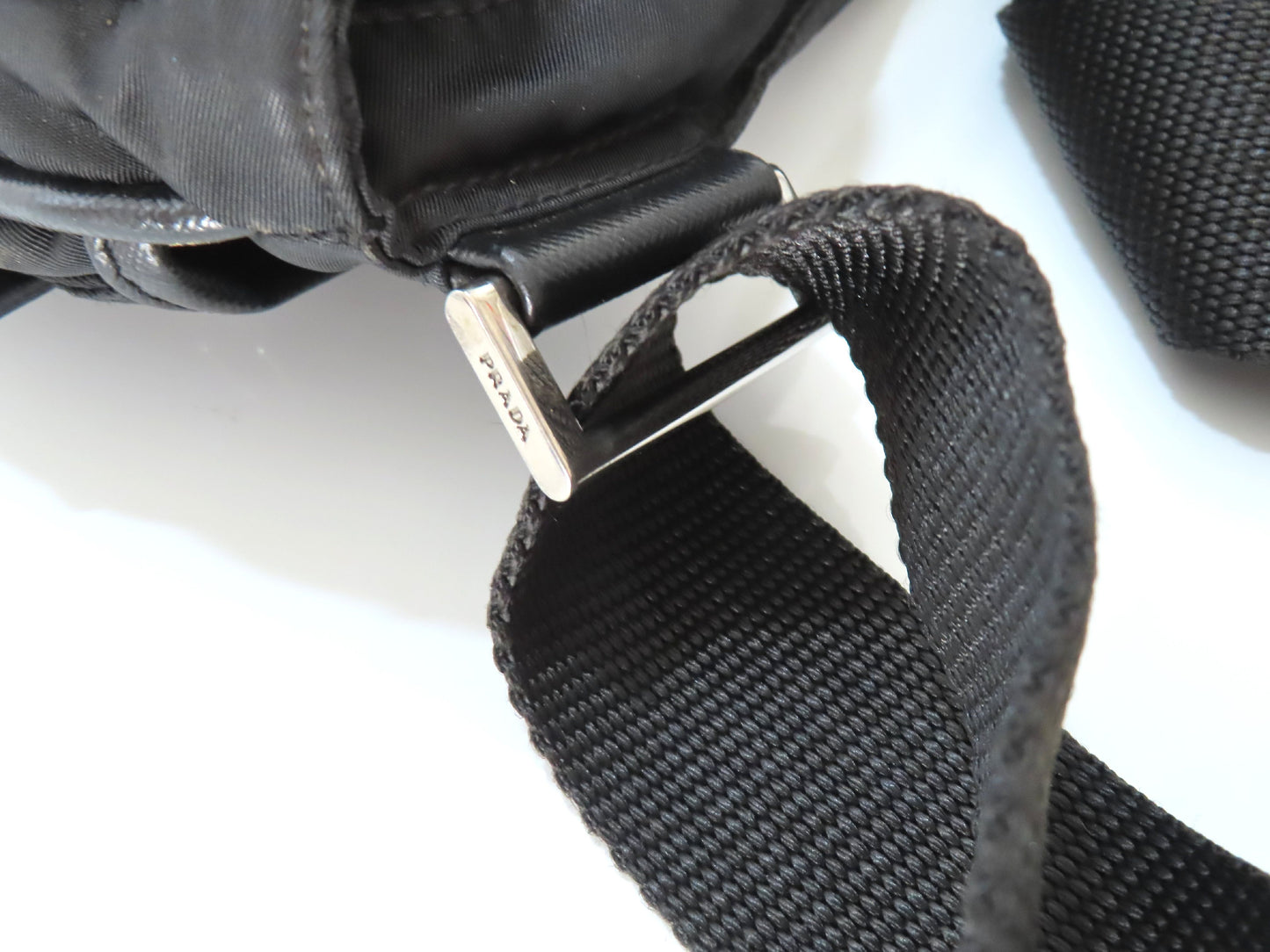 PRADA Nylon Prada Tessuto Logo Plate Shoulder Bag Black VA0251 Shoulder Bag