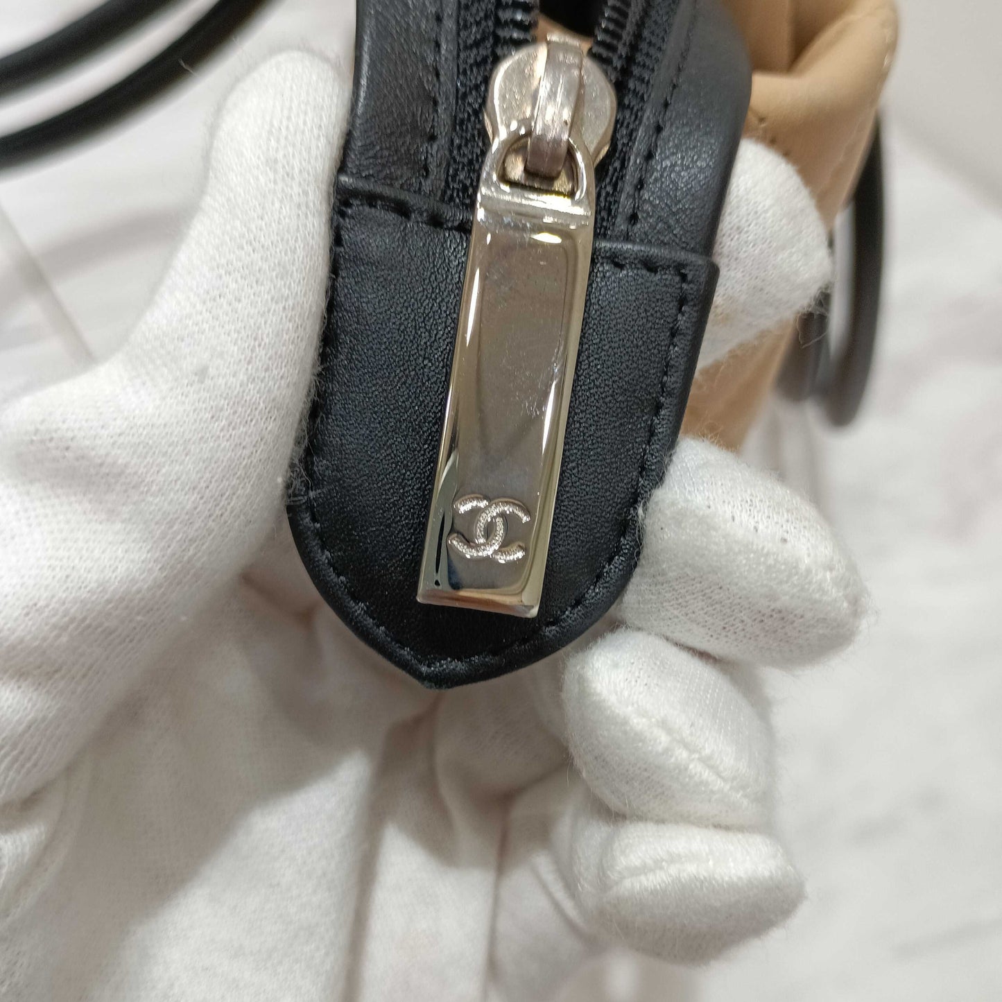 CHANEL Cambon Tote Bag, Beige Lambskin Tote Bag