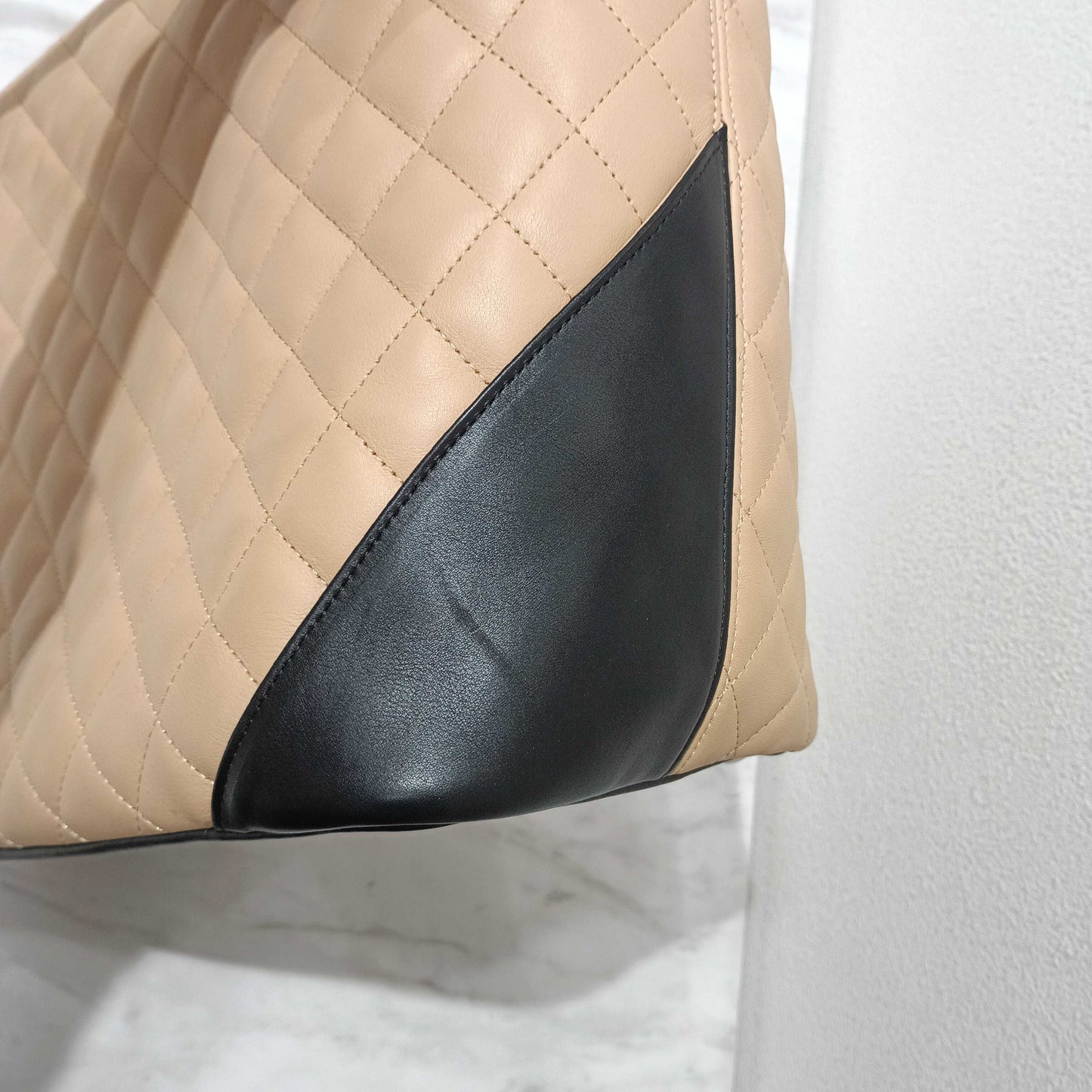 CHANEL Cambon Tote Bag, Beige Lambskin Tote Bag