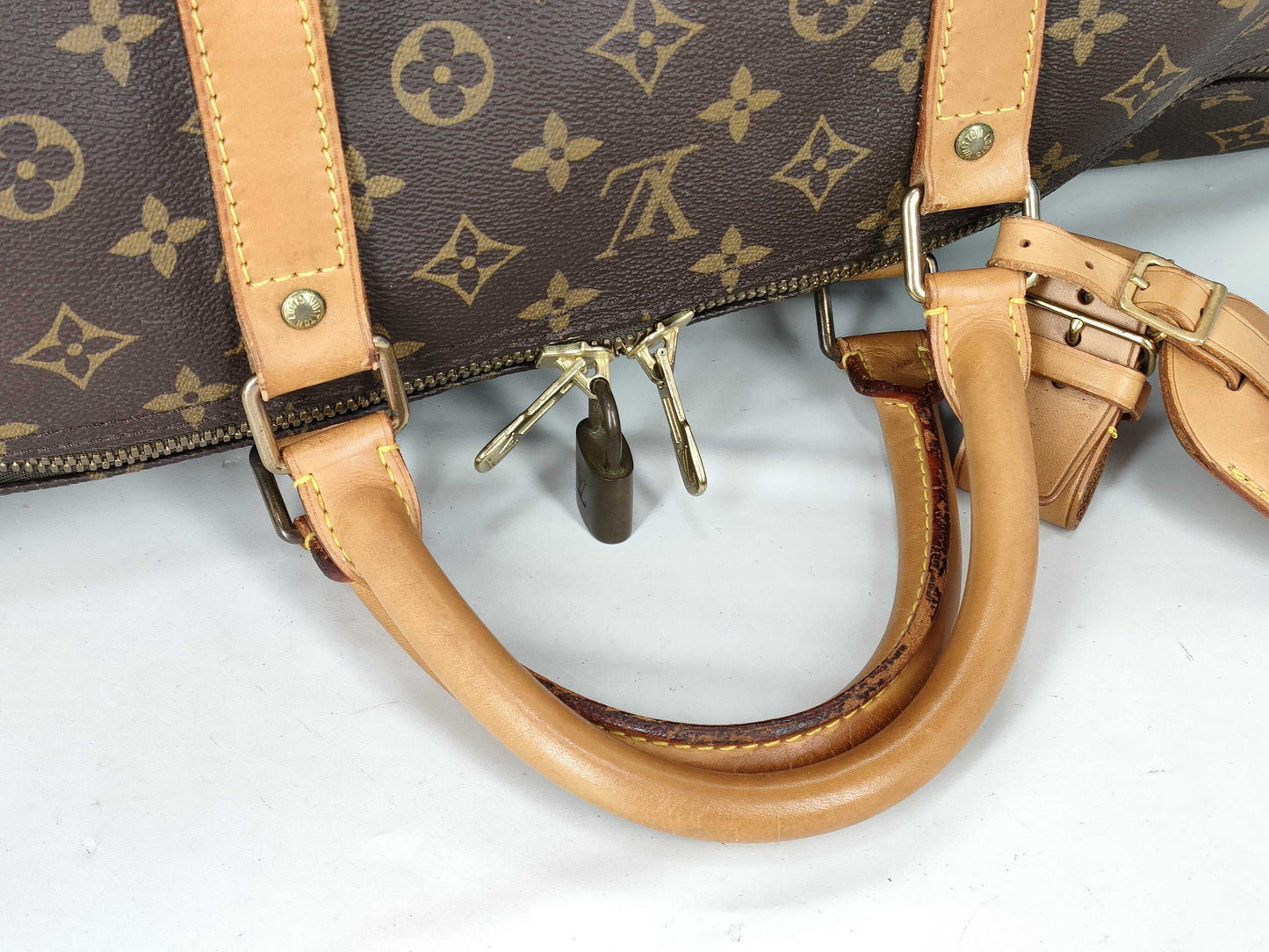 LOUIS VUITTON RFID Unverifiable Monogram Keepall 60 Bandouliere Monogram Boston Bag
