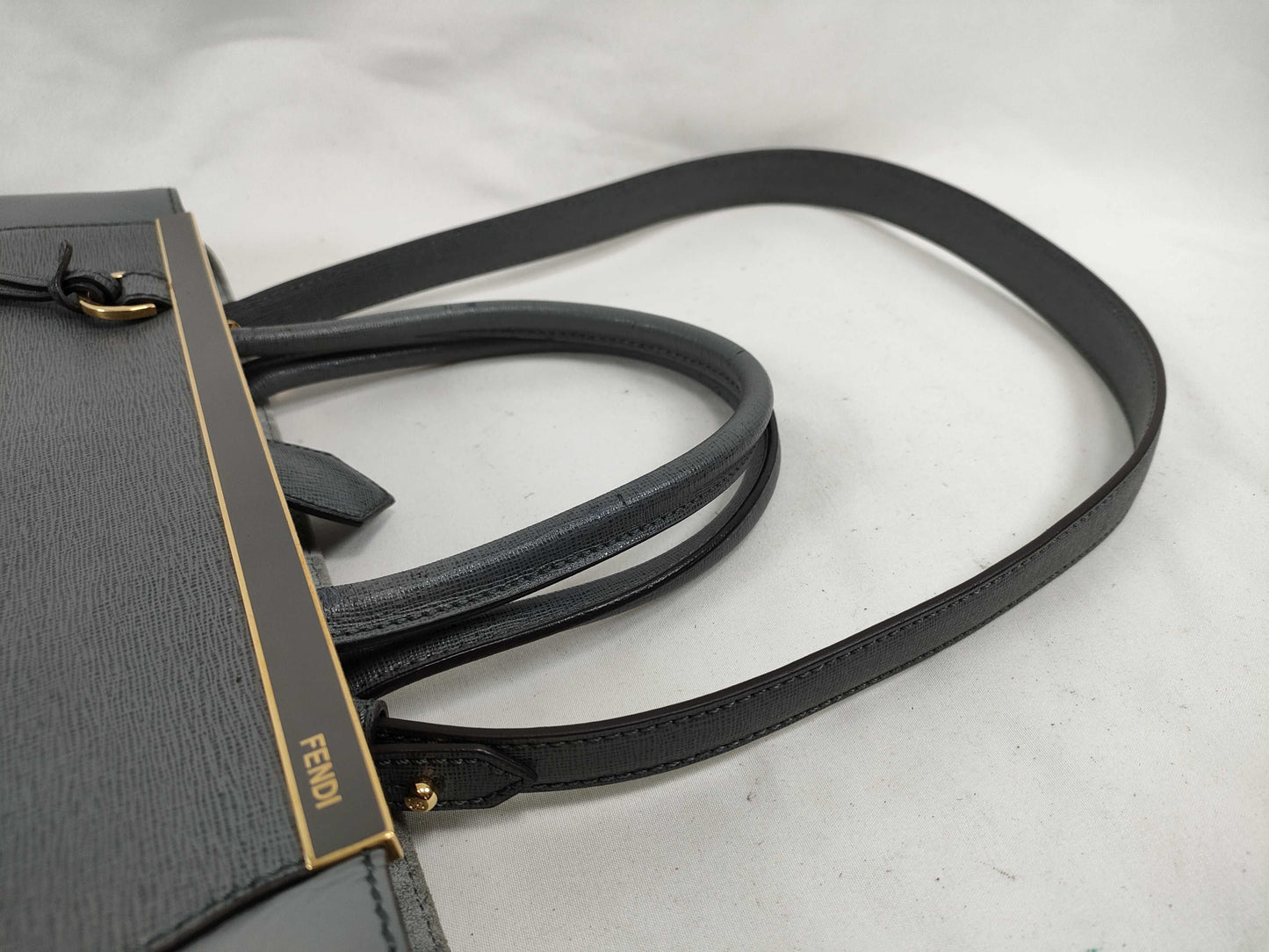 FENDI Two Jours 2-way Handbag Gray A4 8BH250 Handbag