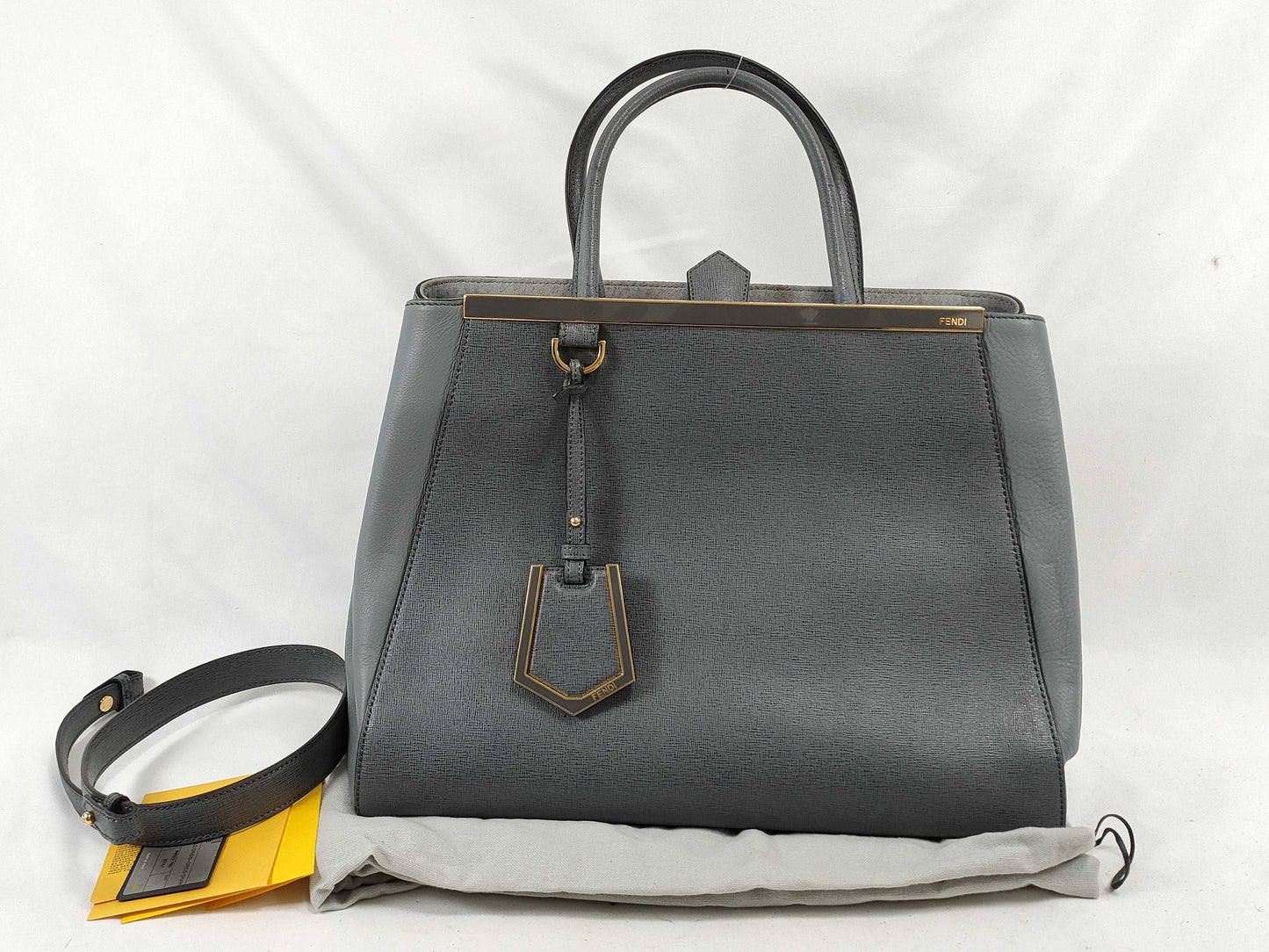 FENDI Two Jours 2-way Handbag Gray A4 8BH250 Handbag