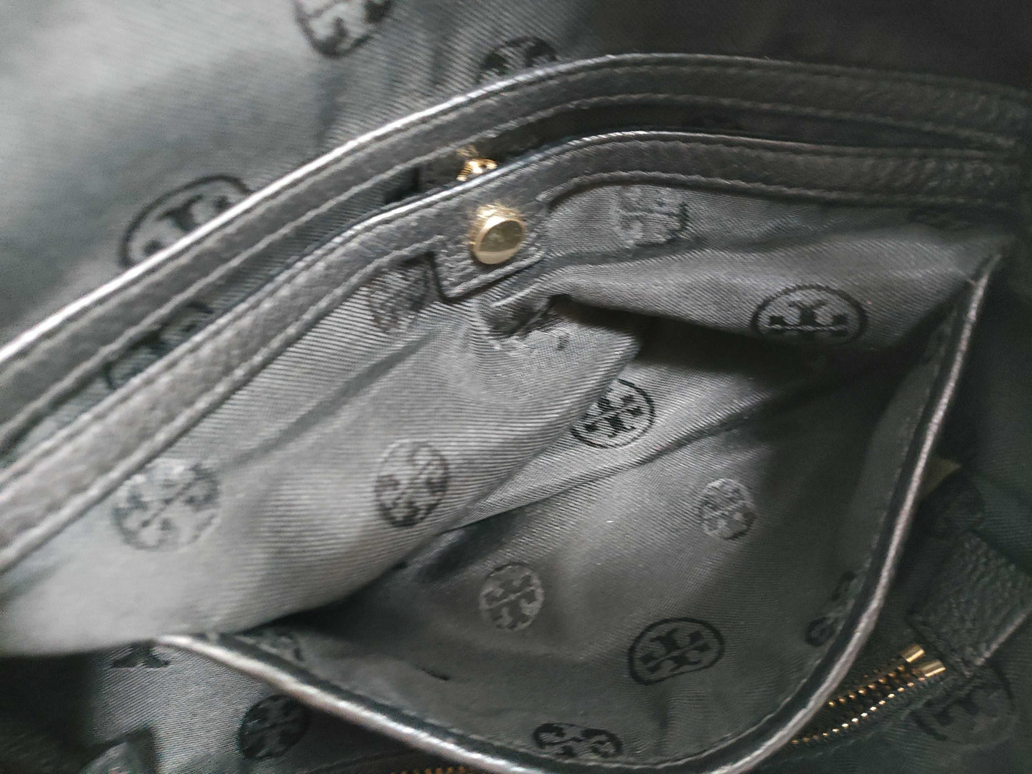 Tory Burch Backpack, Grained Leather, Fits B5, Large Logo, Backpack
