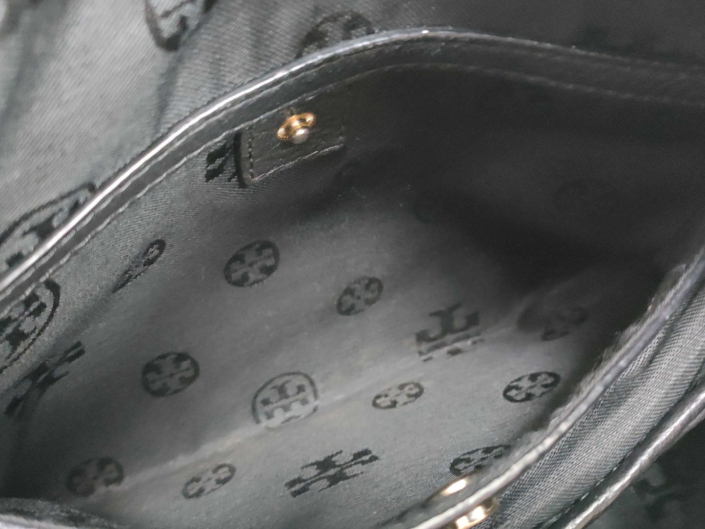 Tory Burch Backpack, Grained Leather, Fits B5, Large Logo, Backpack