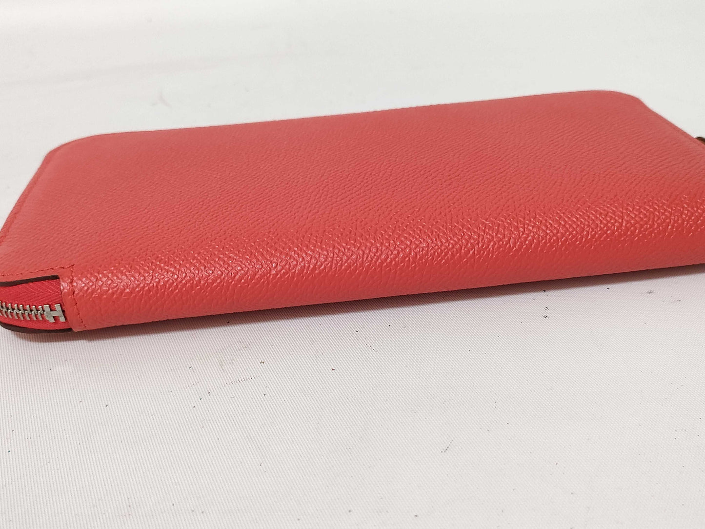 HERMES C Stamp Zippy Wallet Azap Long Silk-in Leather Orange C Stamp Wallet