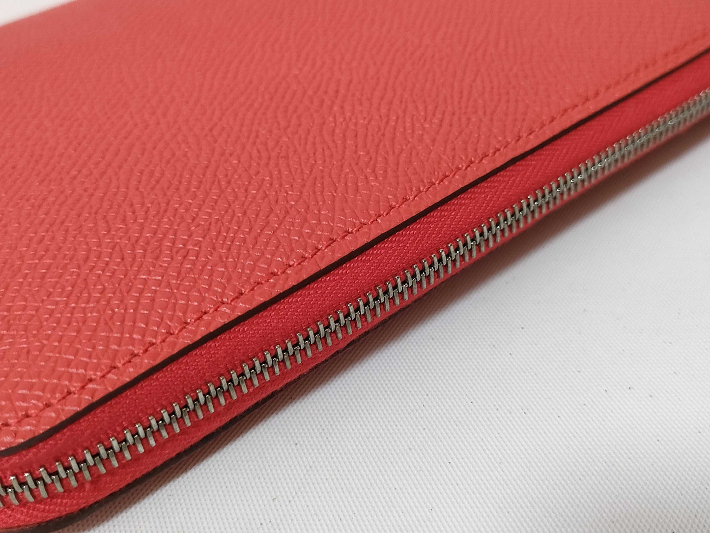 HERMES C Stamp Zippy Wallet Azap Long Silk-in Leather Orange C Stamp Wallet