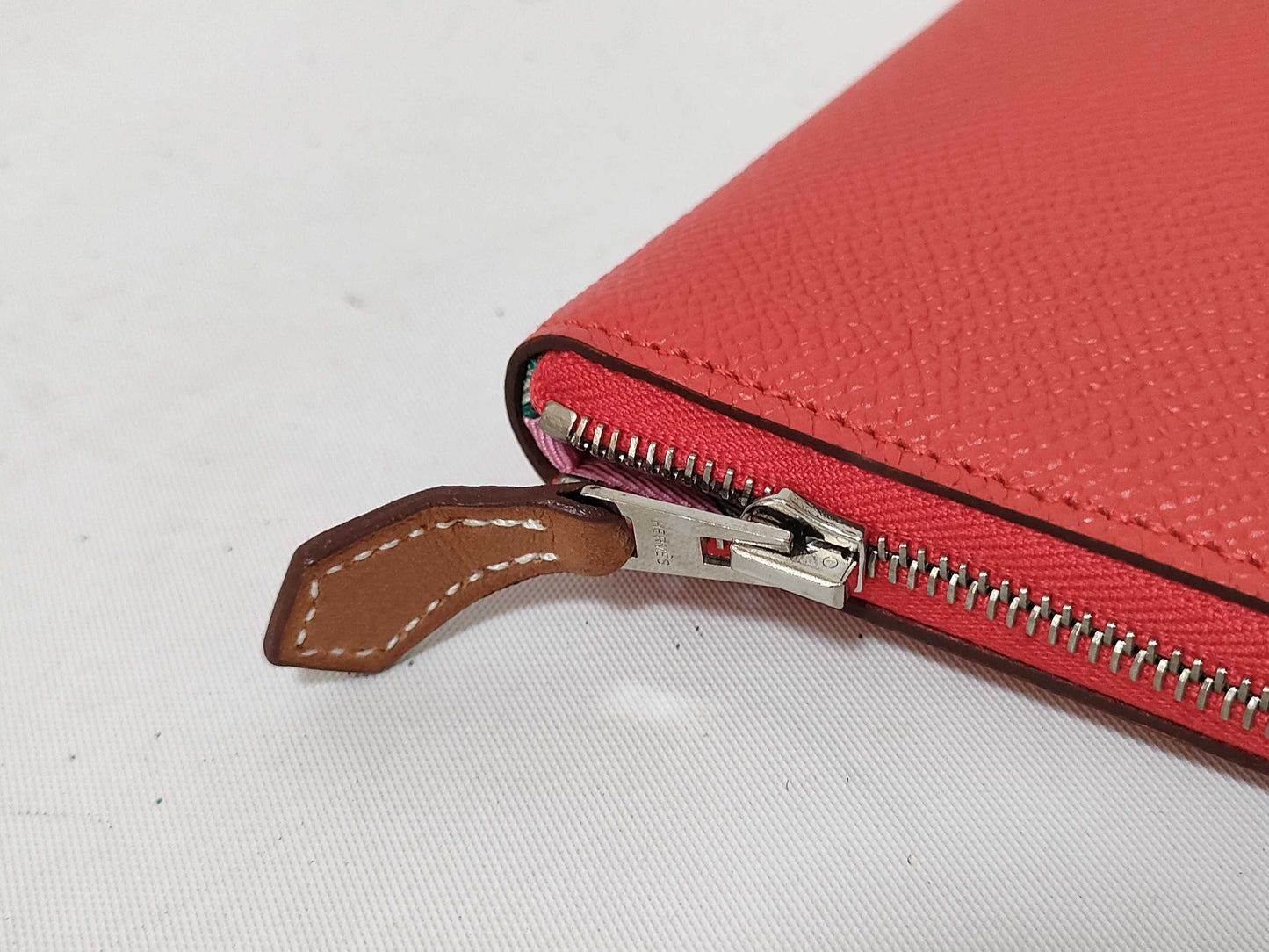 HERMES C Stamp Zippy Wallet Azap Long Silk-in Leather Orange C Stamp Wallet