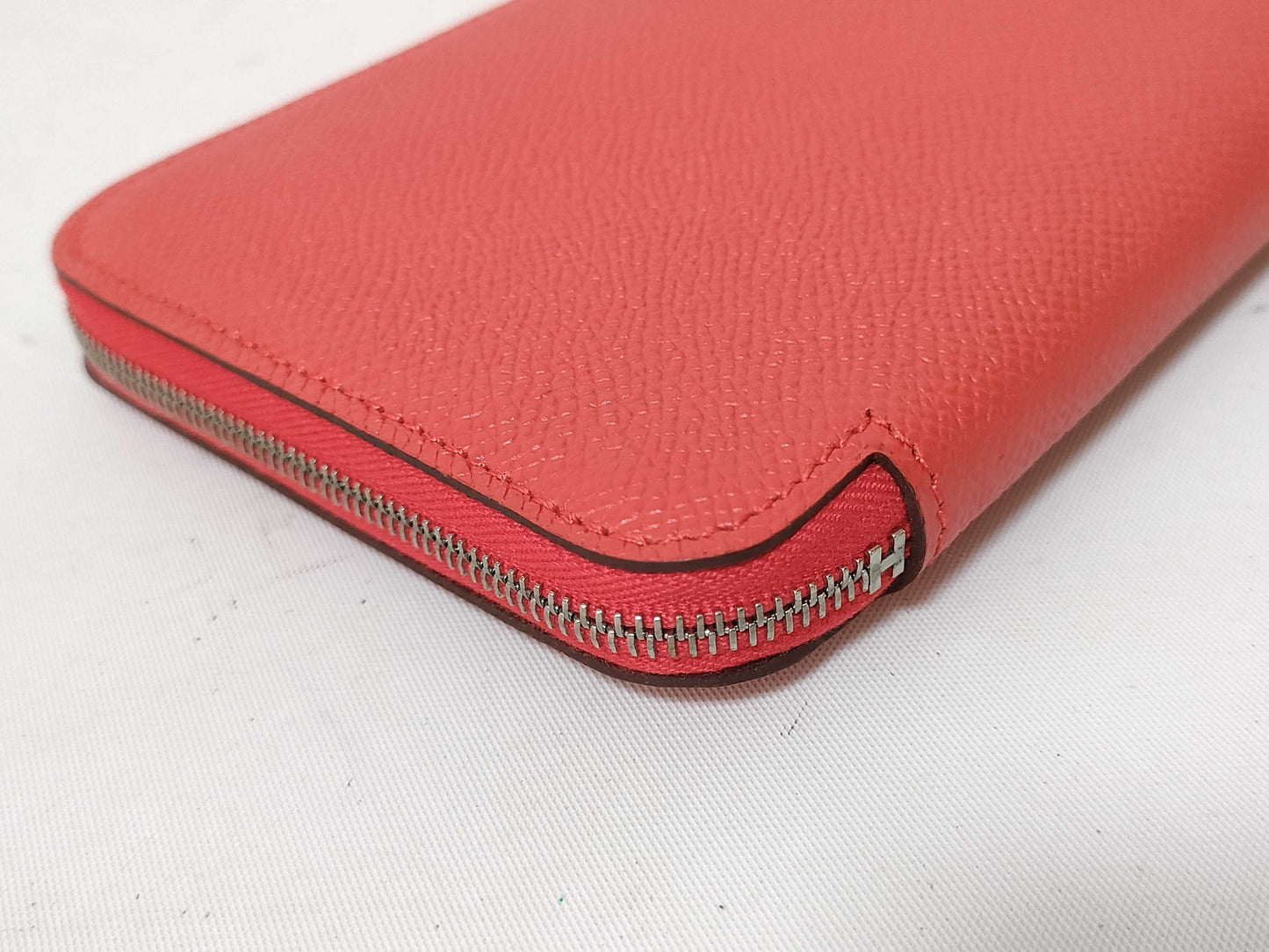 HERMES C Stamp Zippy Wallet Azap Long Silk-in Leather Orange C Stamp Wallet