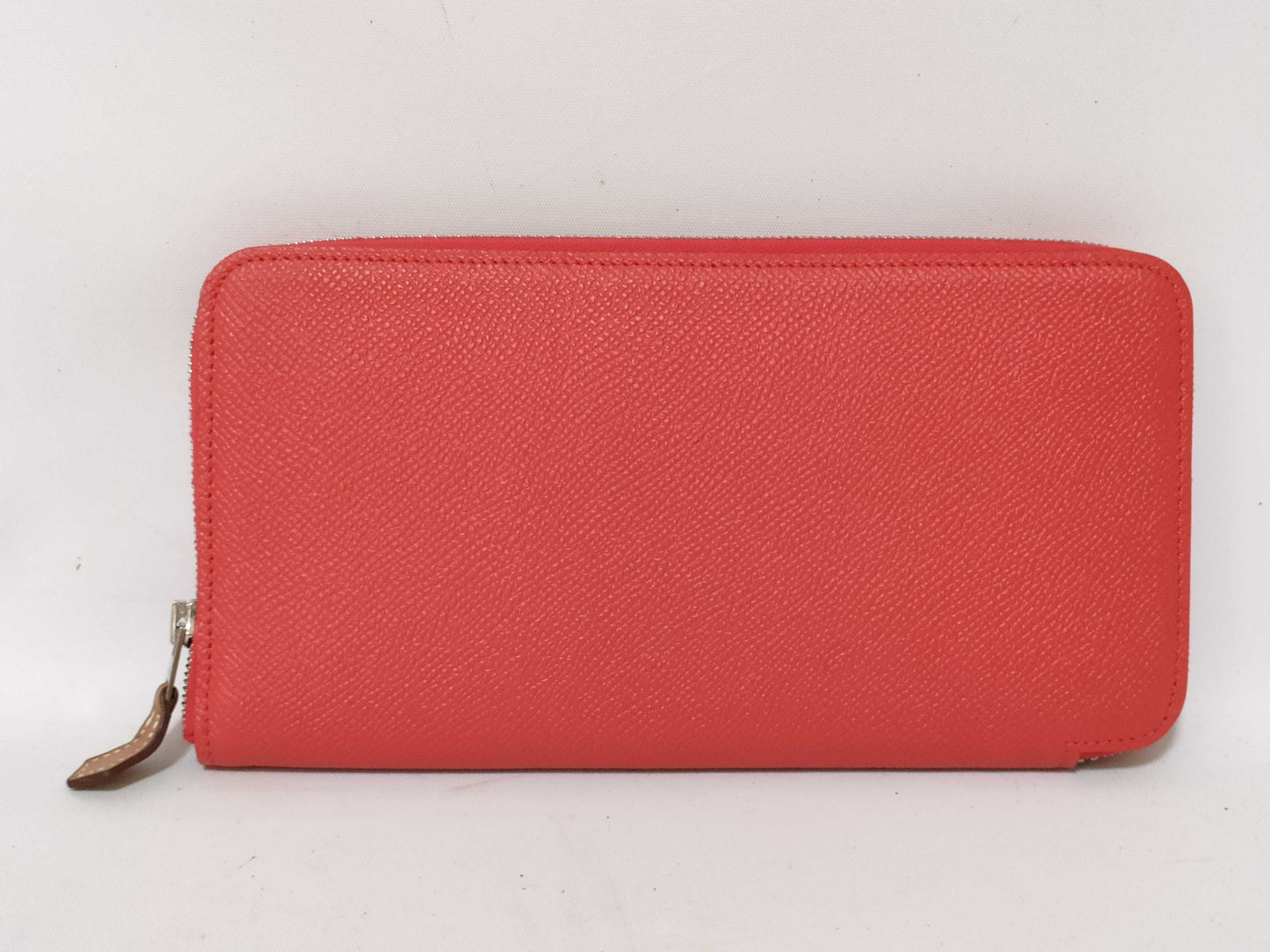 HERMES C Stamp Zippy Wallet Azap Long Silk-in Leather Orange C Stamp Wallet