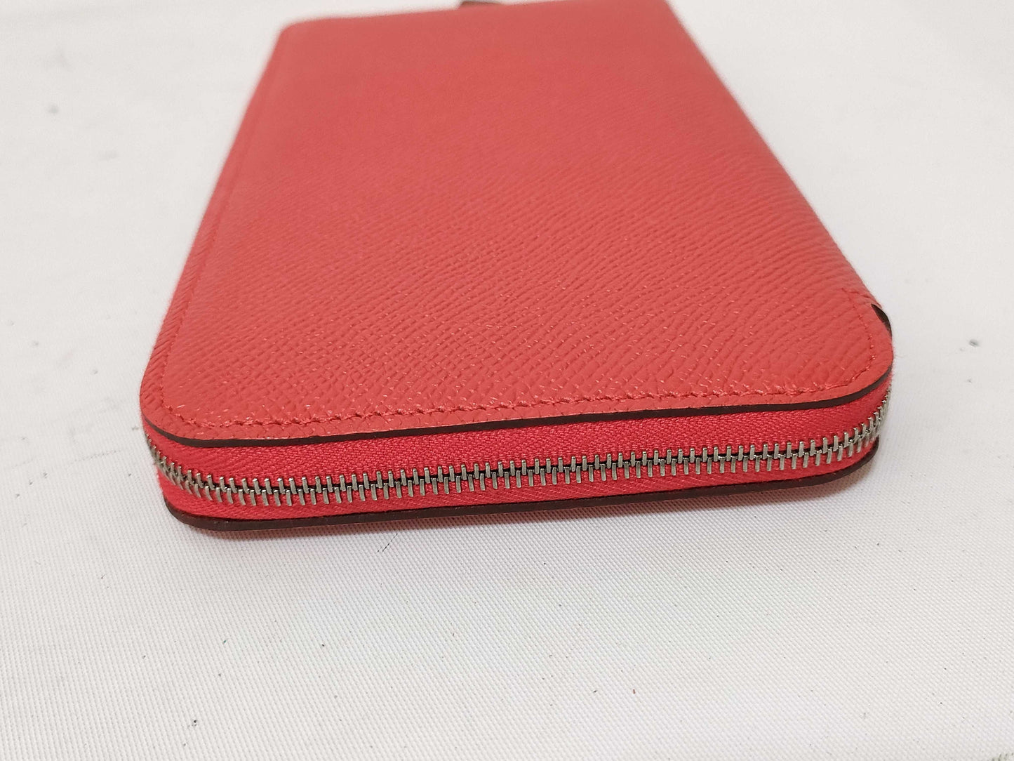 HERMES C Stamp Zippy Wallet Azap Long Silk-in Leather Orange C Stamp Wallet