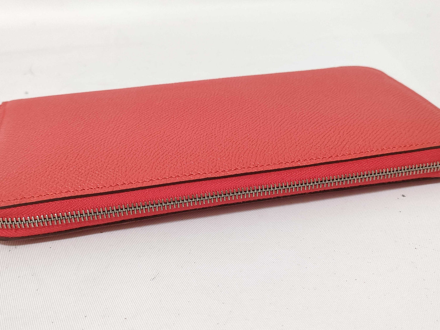 HERMES C Stamp Zippy Wallet Azap Long Silk-in Leather Orange C Stamp Wallet