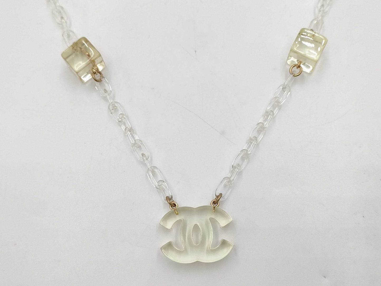 CHANEL Coco Mark Clear Cube 01P Necklace