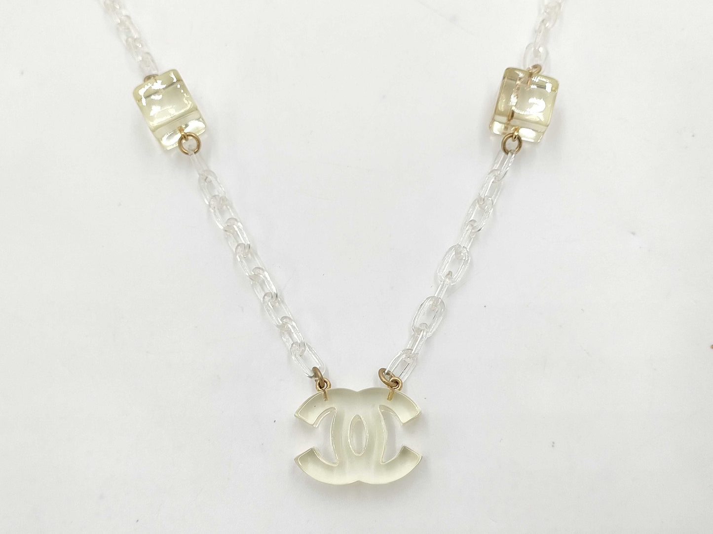 CHANEL Coco Mark Clear Cube 01P Necklace