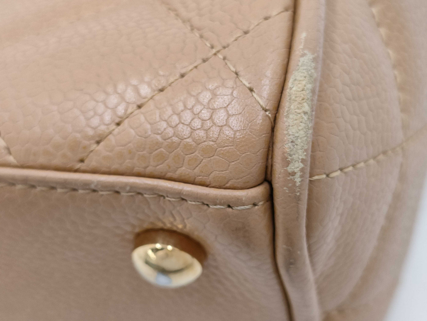 CHANEL Caviar Skin Matelasse Mini Boston Bag A20996 Beige 9105103 Handbag