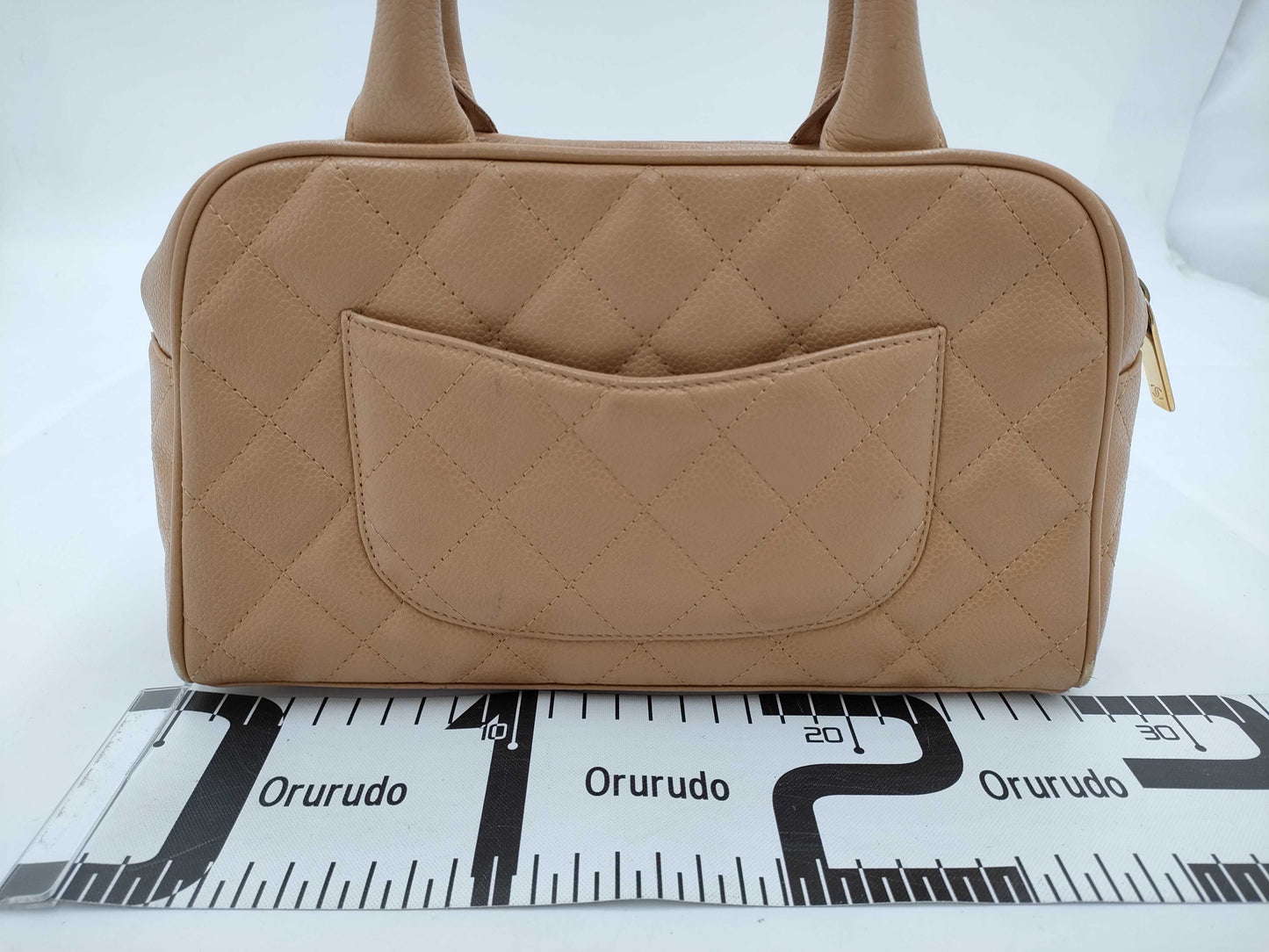 CHANEL Caviar Skin Matelasse Mini Boston Bag A20996 Beige 9105103 Handbag